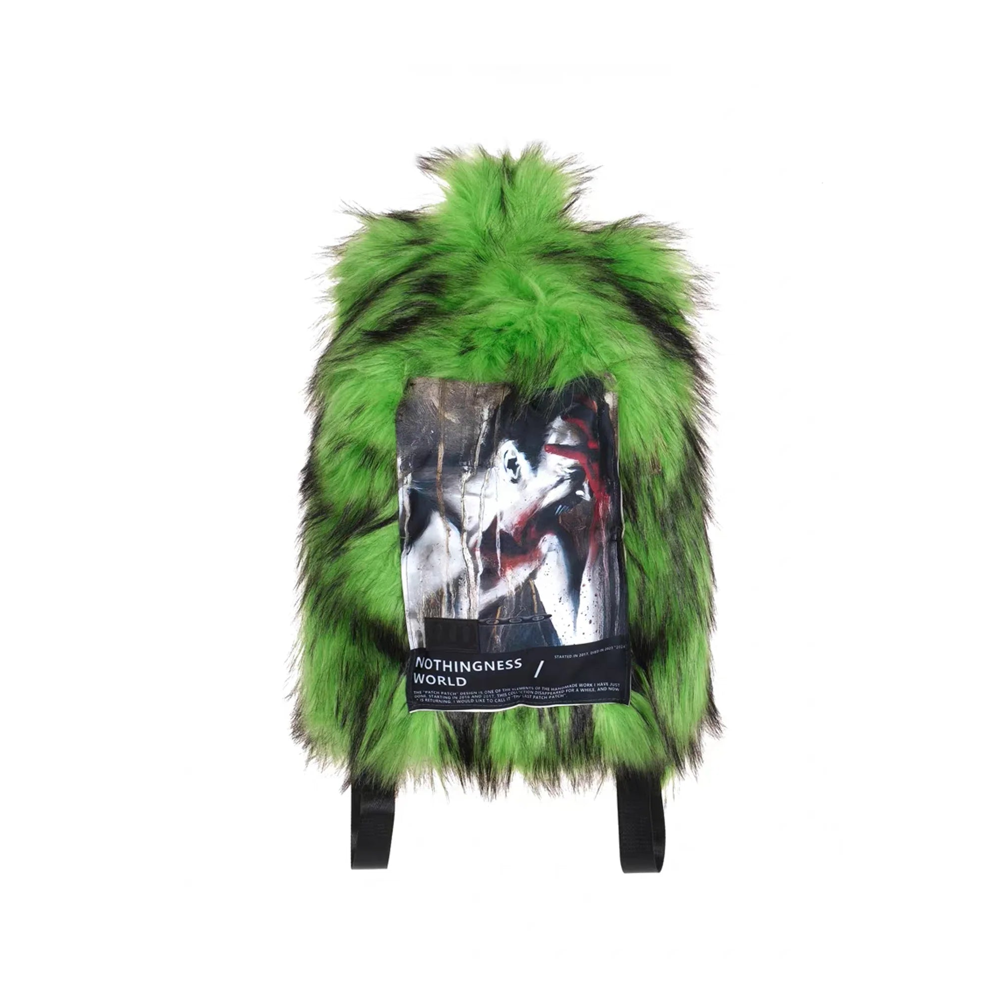 NOTHINGNESS WORLD Shaggy Faux Fur Graphic-Patch Backpack