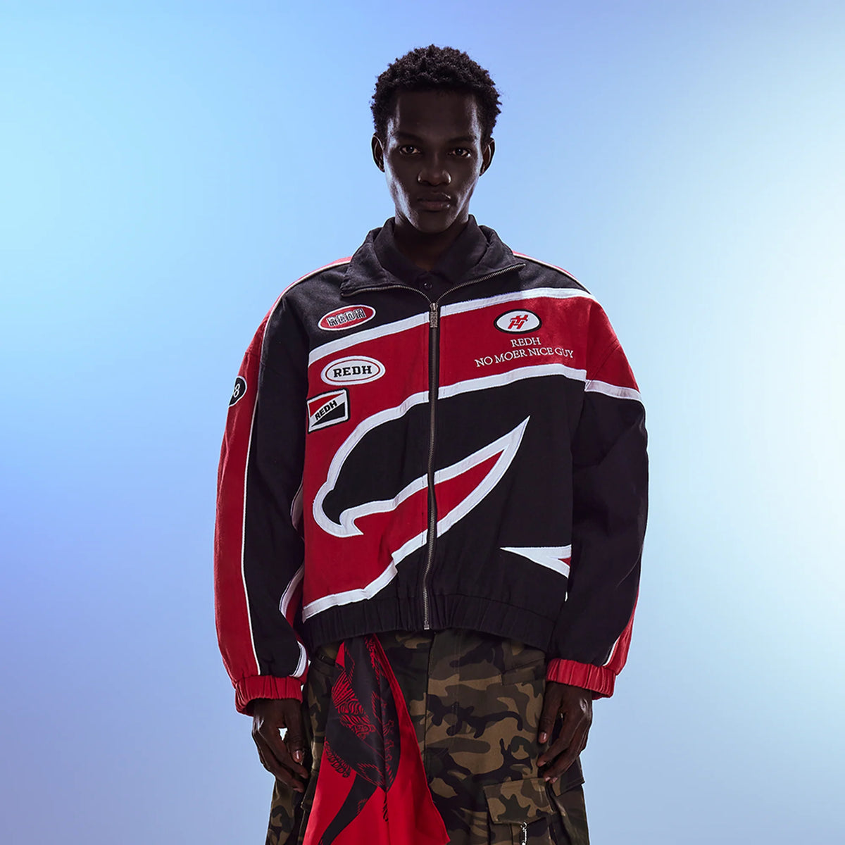 REDH Contrast Panel Embroidered Racing Jacket