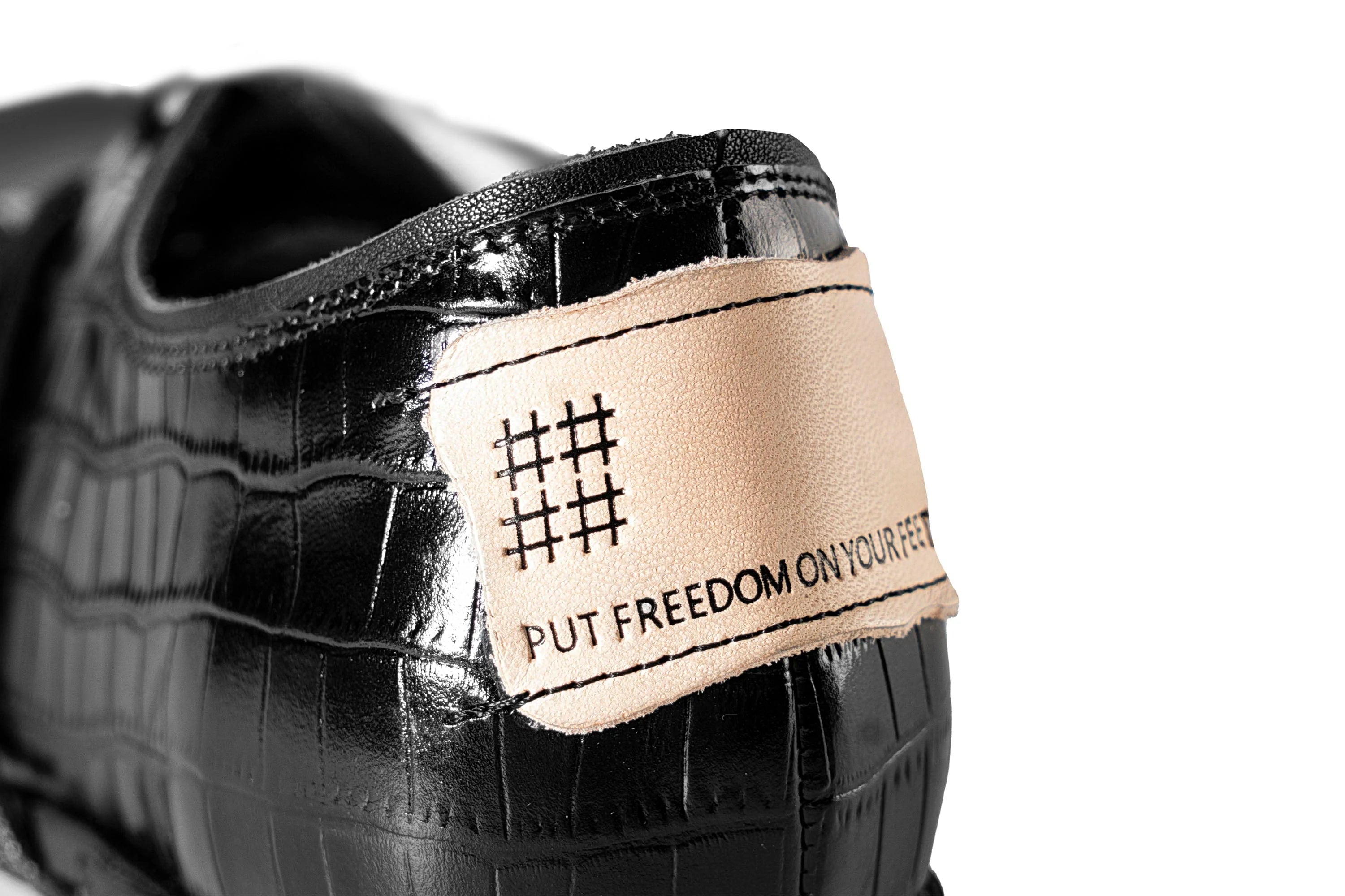 REWRITE Croc-Embossed Strap Loafers