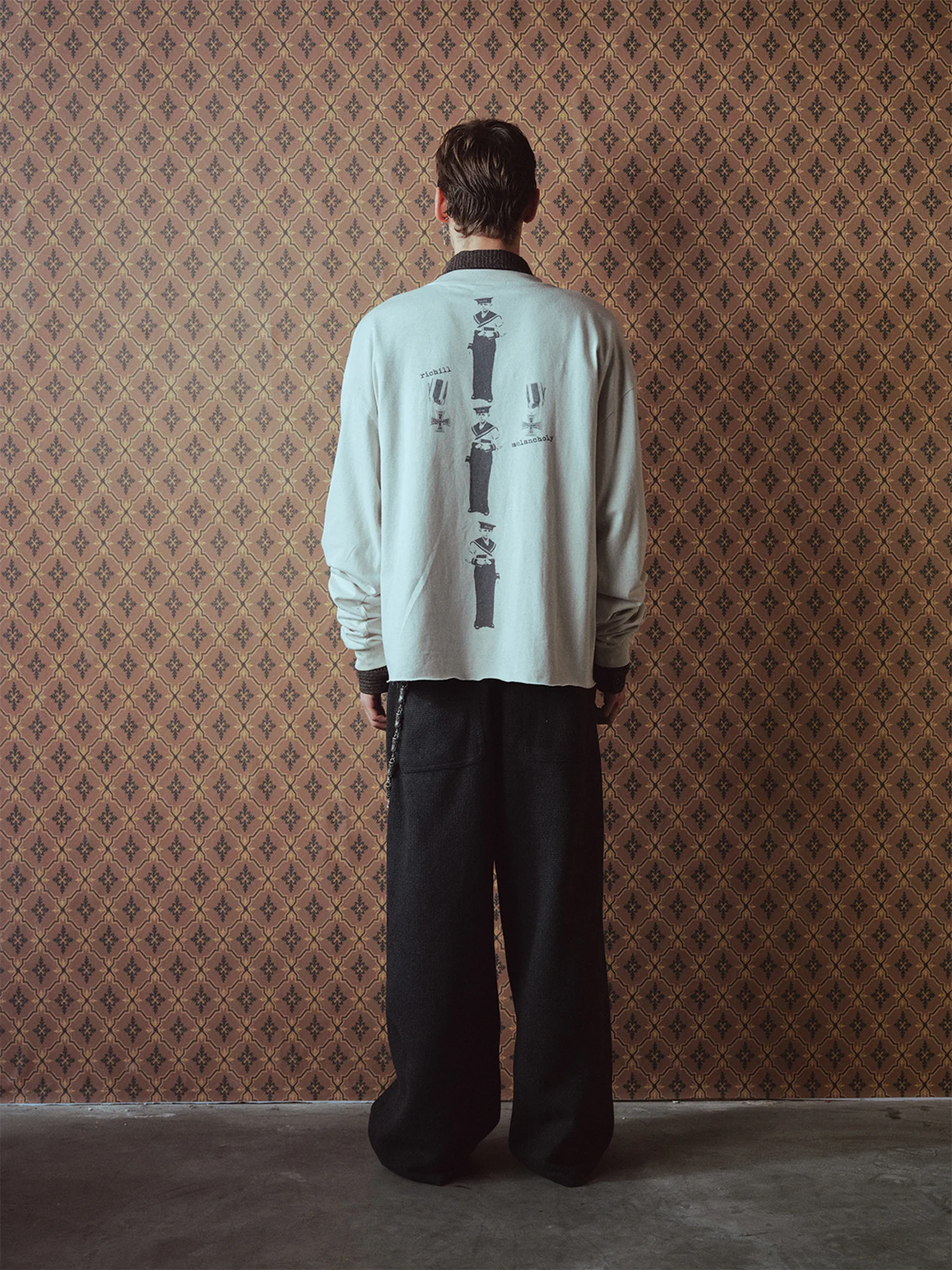 RICHILL Retro Naval Graphic Crewneck Long-Sleeve Tee