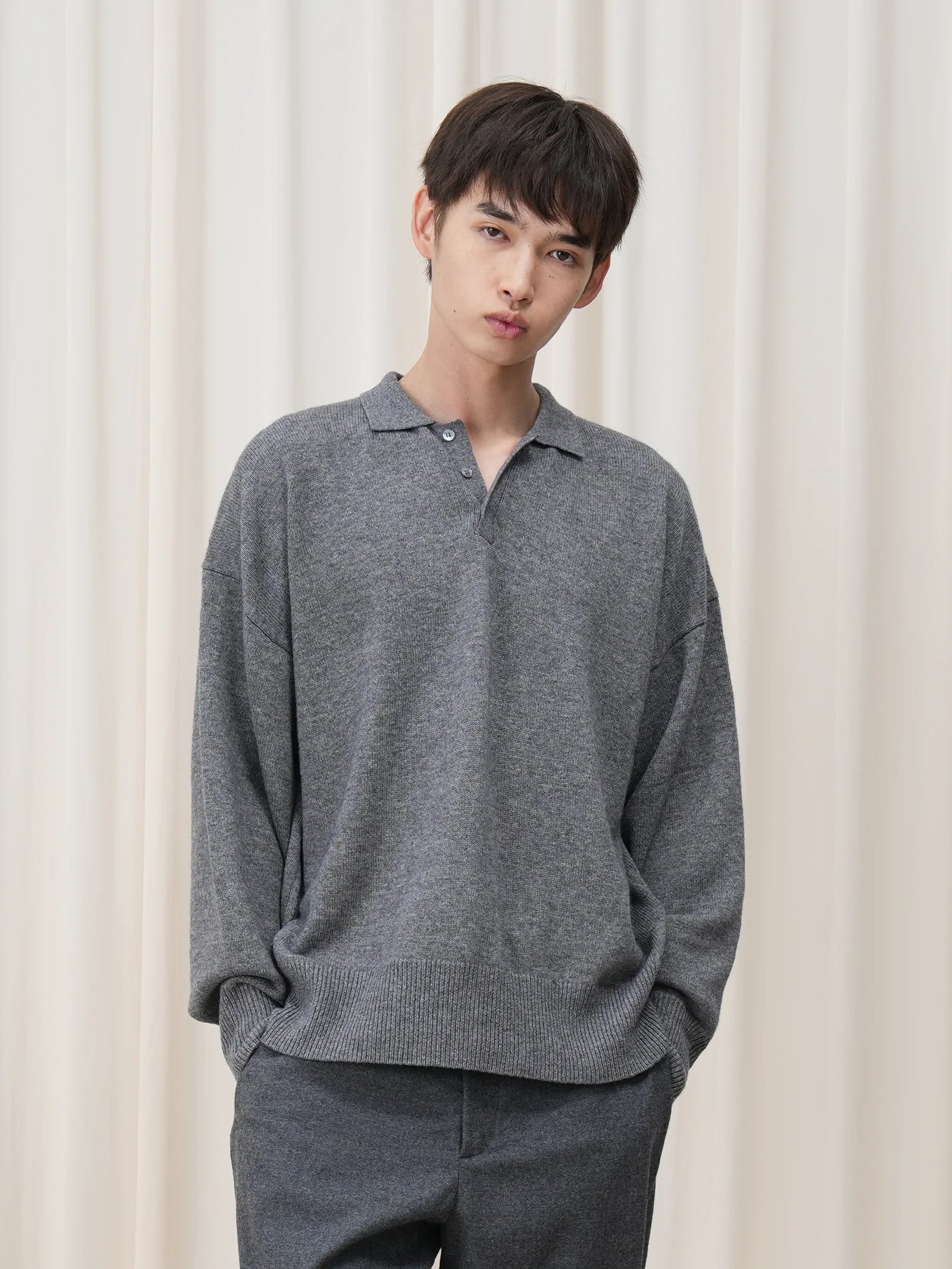 OUYANG WENJUN Essential Wool-Blend Polo Sweater