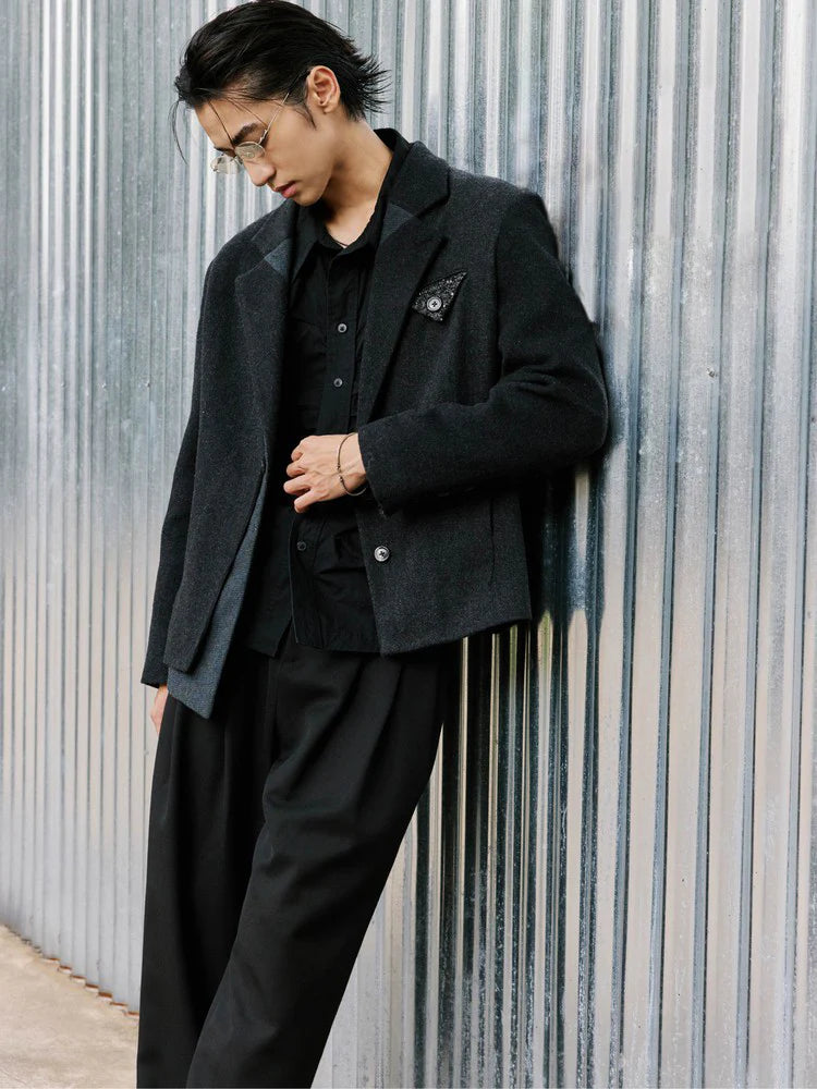 ALVNG AR ANTS Asymmetrical Hem Wool-Blend Blazer