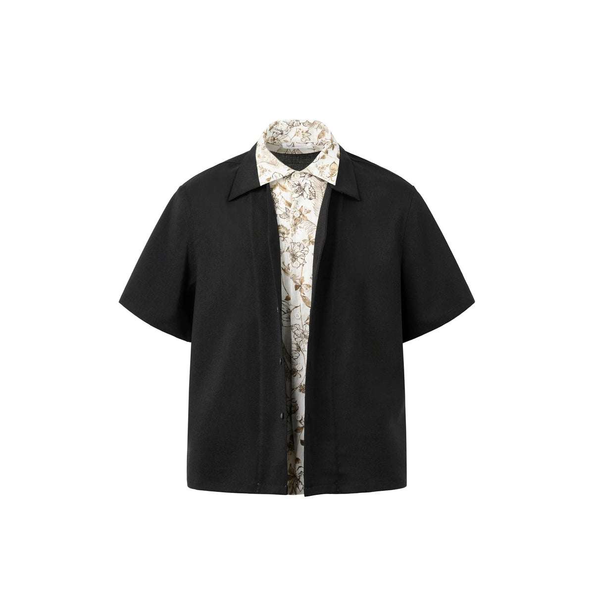 OKAYTHXBYE Double-Layer Floral Half Shirt