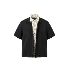 OKAYTHXBYE Double-Layer Floral Half Shirt