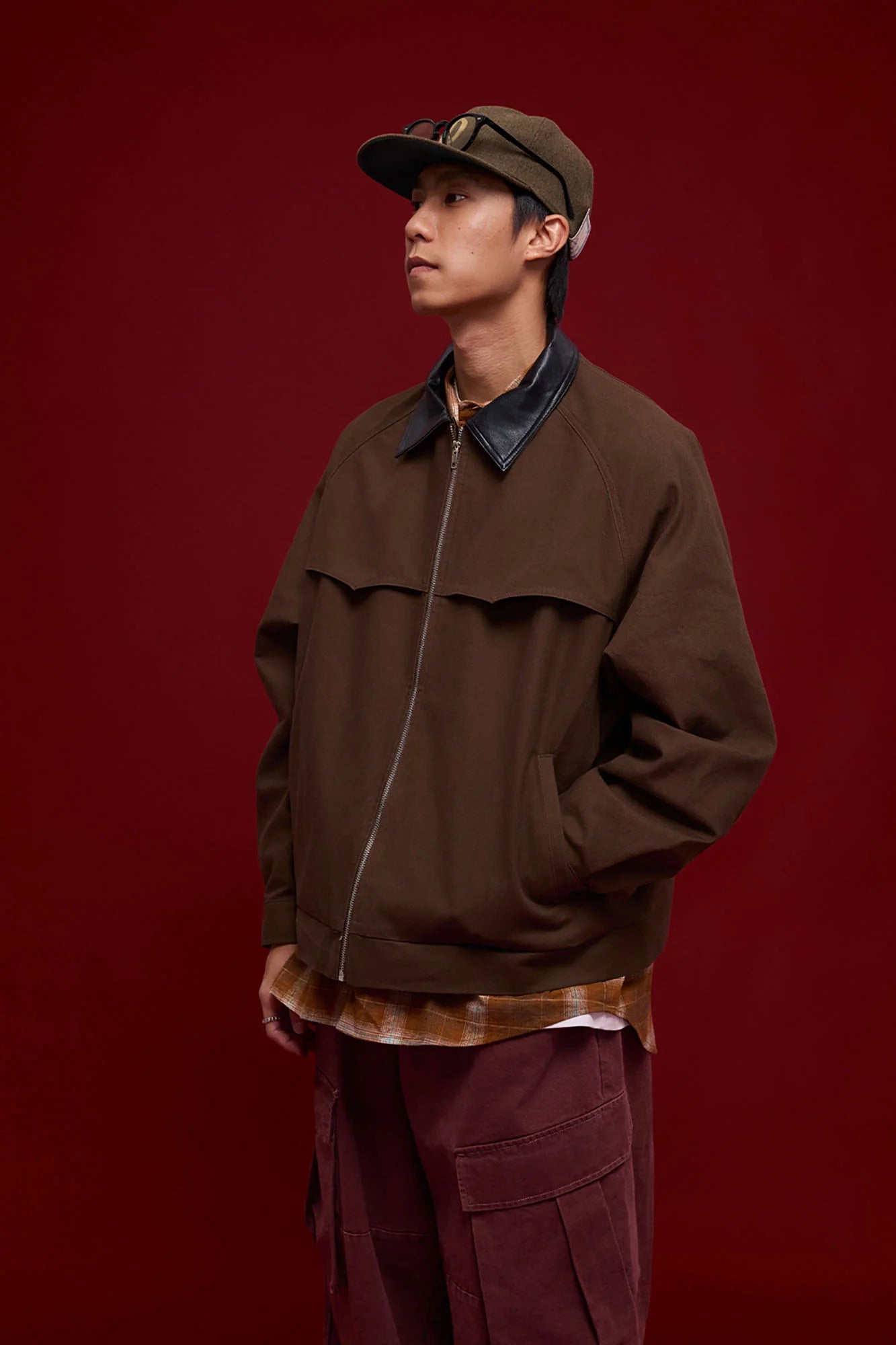 BANANA CLUB Faux Leather Collar Cotton Jacket