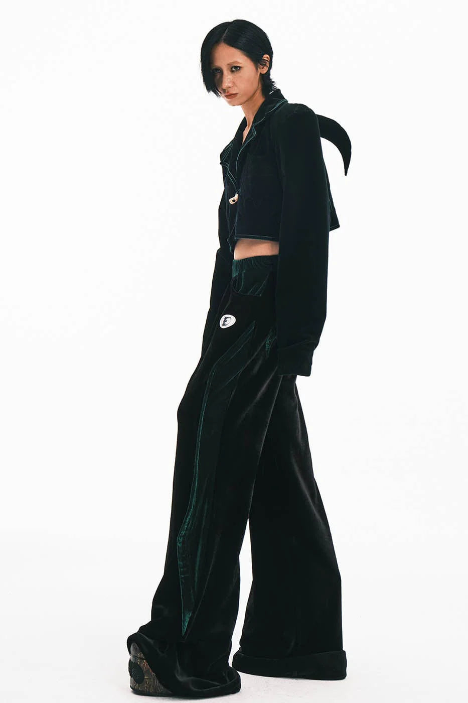 EMBRYO Devil Horned Velvet Cropped Jacket