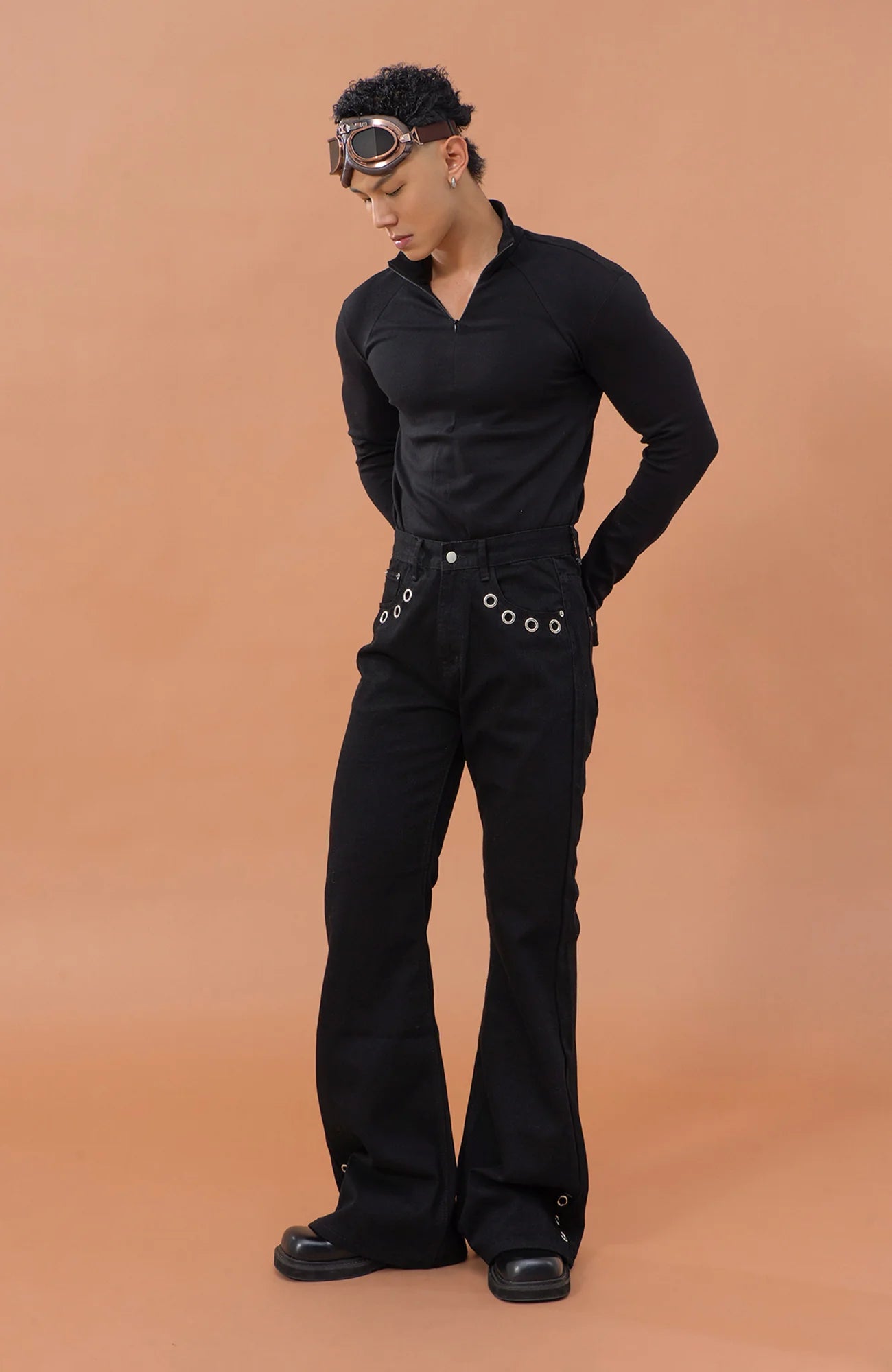CLP Eyelet-Stud Stacked Hem Flared Jeans