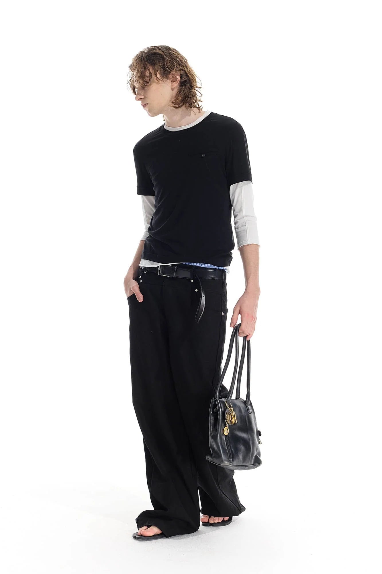 WHISTLEHUNTER Distressed Rivet Straight-Leg Pants