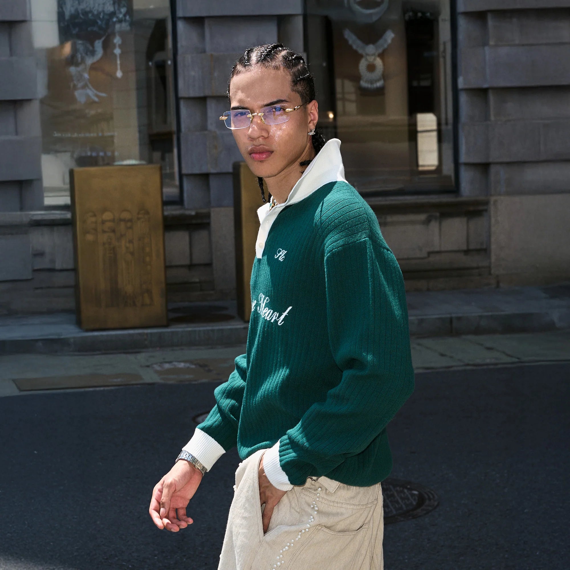 STEEPC Contrast Collar Polo Sweater