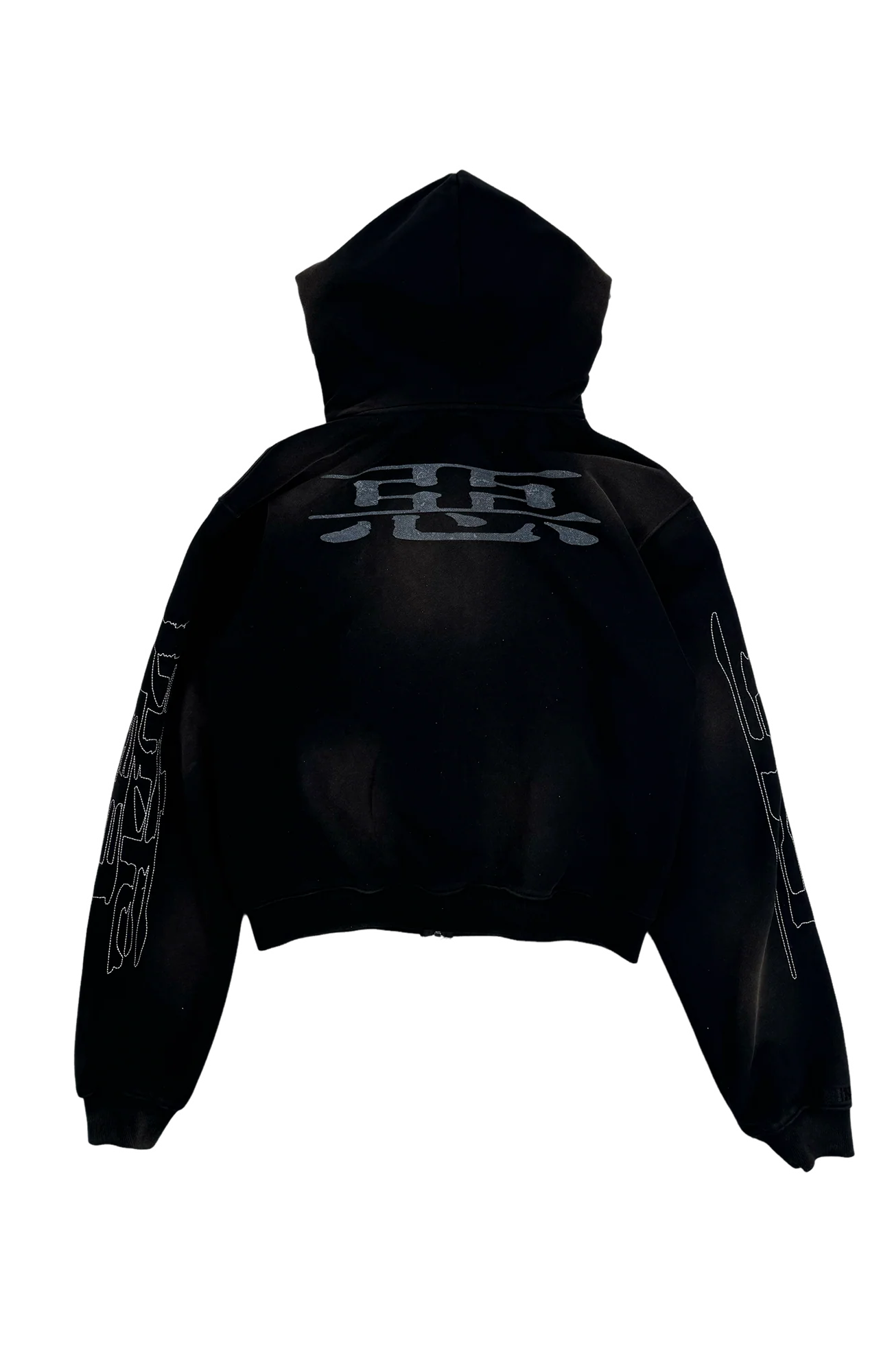 VINKID Demon Graphic Washed Zip-Up Hoodie