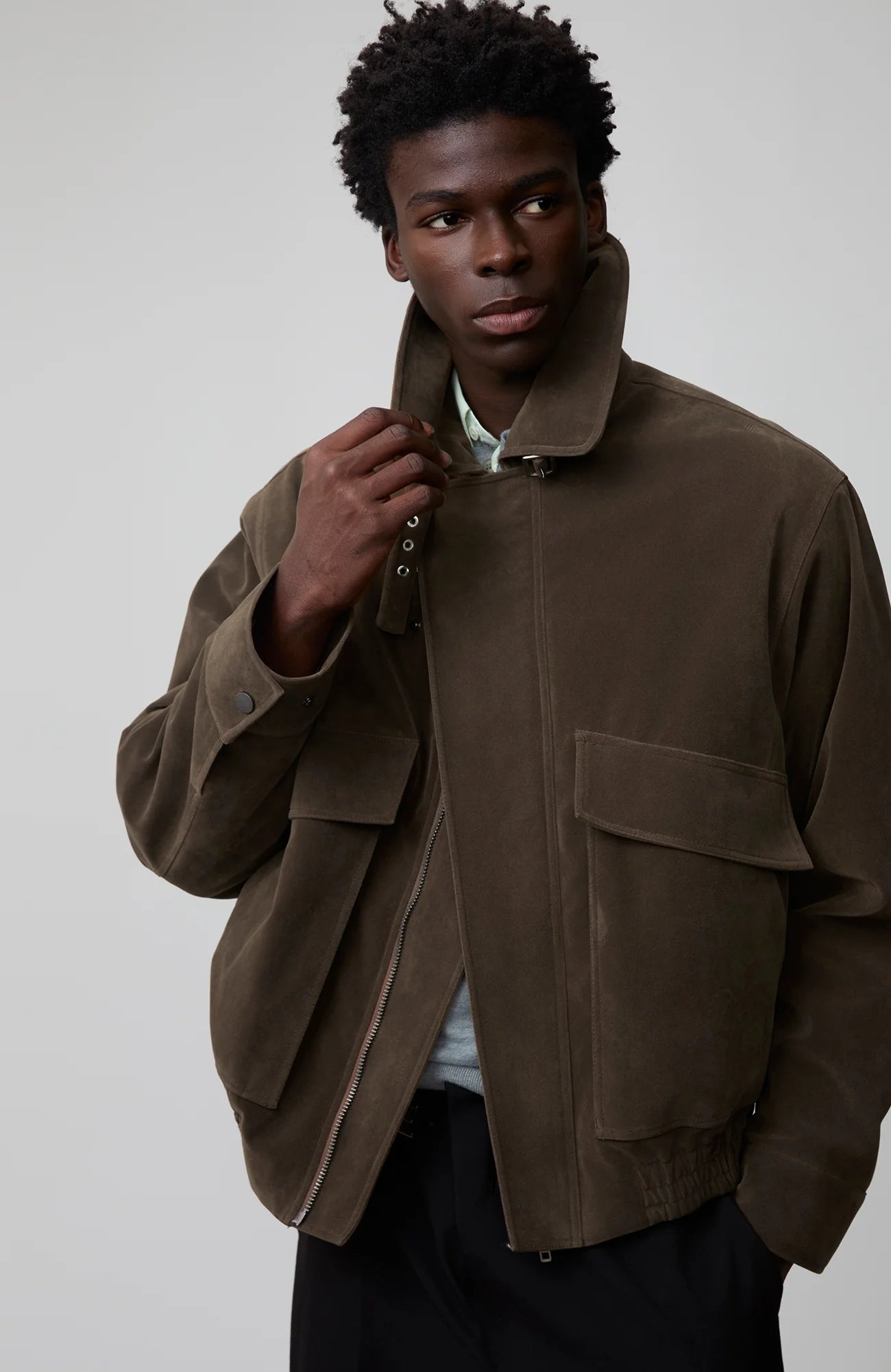 OPICLOTH Suede Dual Zip Quilted Jacket