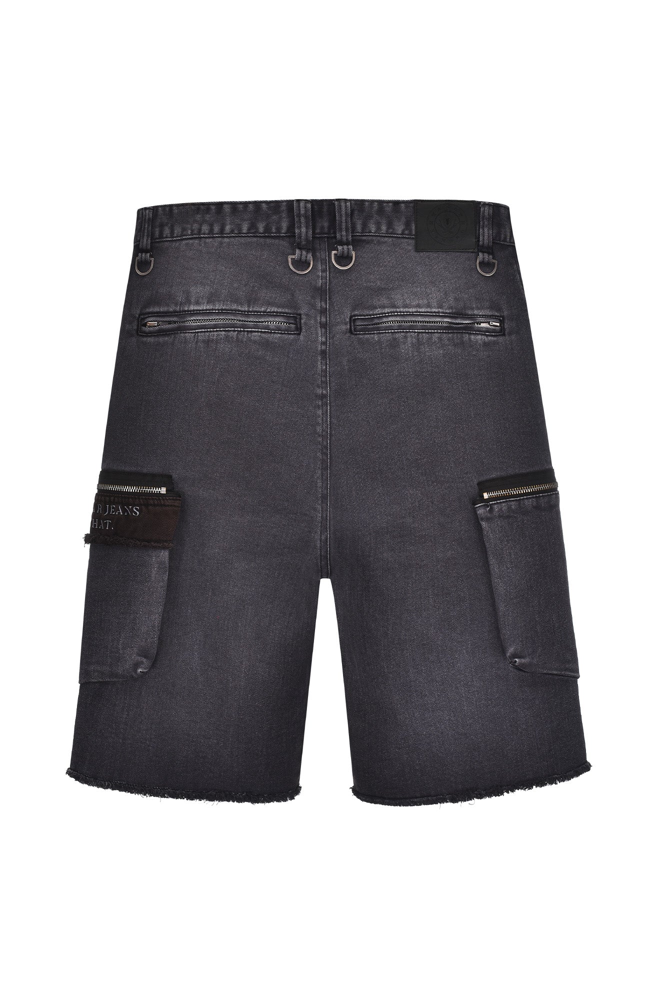 VENTUREK Washed Patch Studded Raw-Edge Shorts