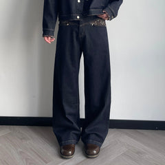 OKAYTHXBYE Floral Paneled Waist Raw Jeans