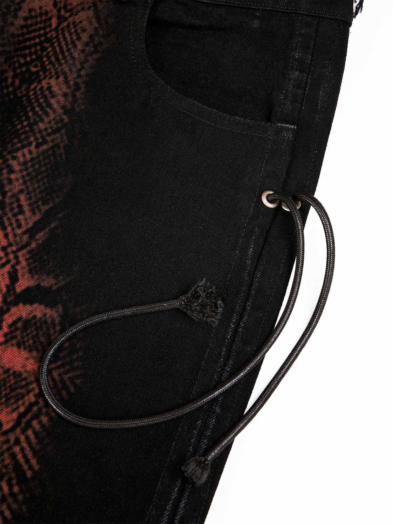 FLYERRER Washed Contrast Snakeskin Drawcord Wide-Leg Jeans