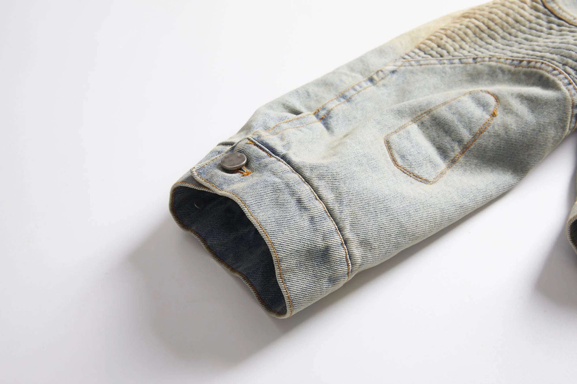 ERROR CODE ROBOT Distressed Washed Cropped Biker Denim Jacket