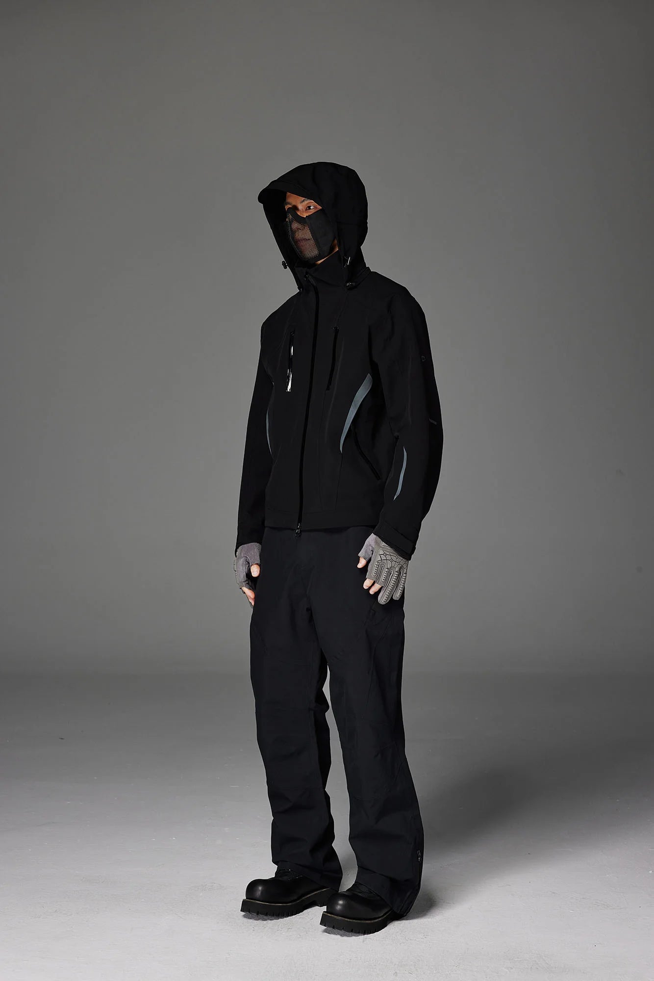 CATSSTAC Reflective Panels Tech Windbreaker Hooded Jacket