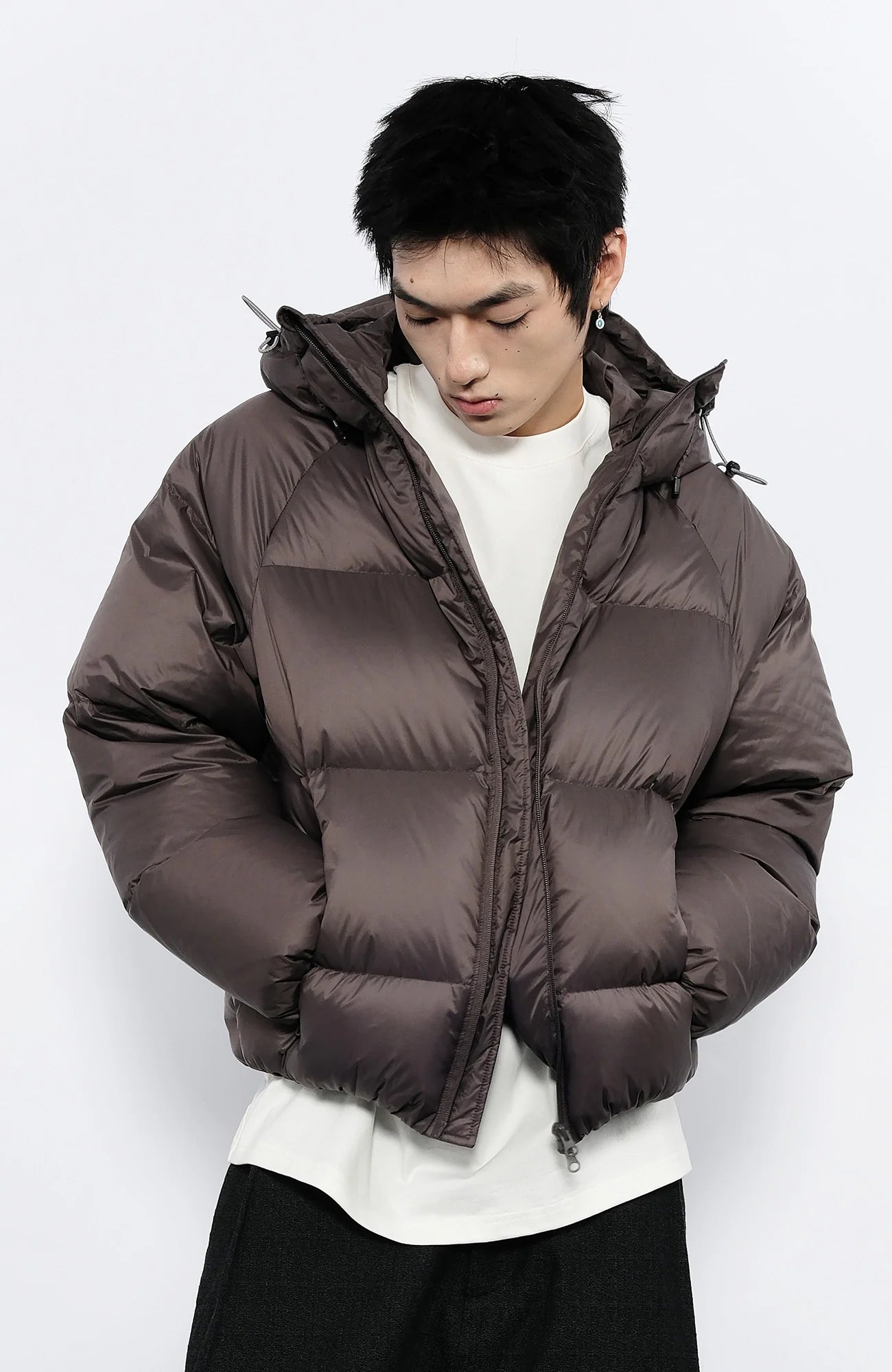 7440 37 1 Drawstring Hooded Thickened Down Puffer