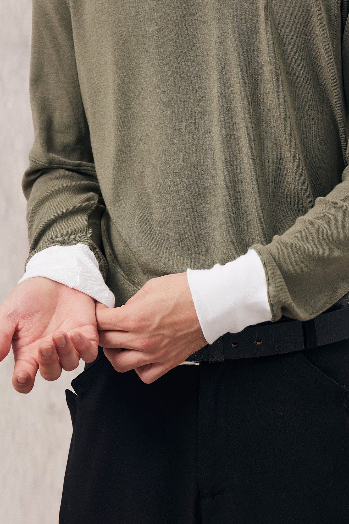 IN EXISTENCE Layered Asymmetrical Neck Embroidered Long-Sleeve Tee