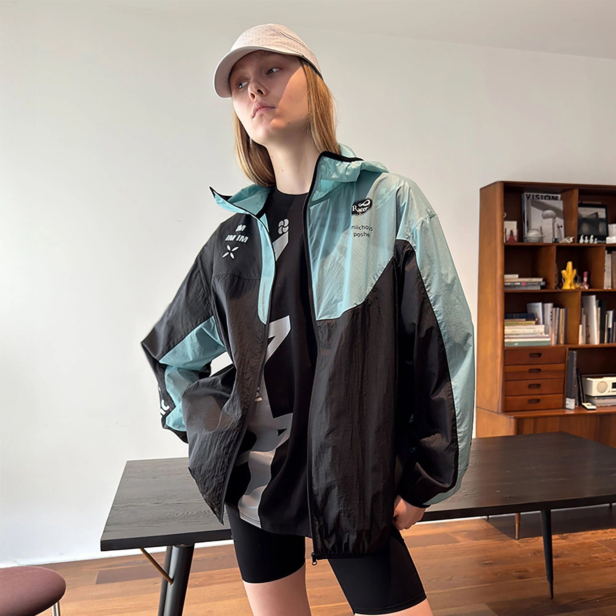 MIICHOUS Contrast Spliced UV Protection Hooded Jacket