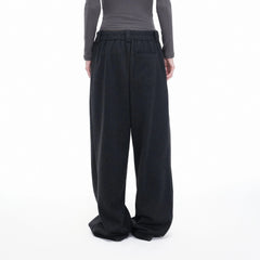 ARTIFICIAL WORLD Asymmetrical Overlay Wool Wide-Leg Pants