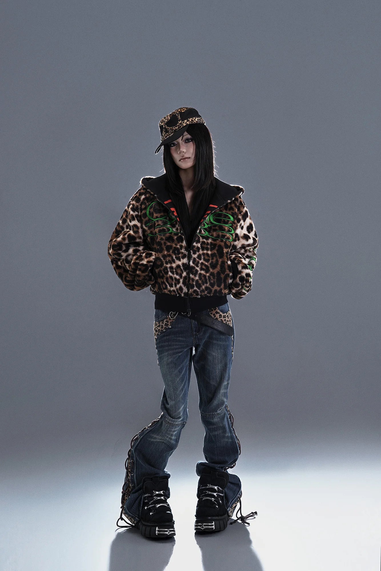 PCCVISION Leopard Skull Patchwork Field Cap