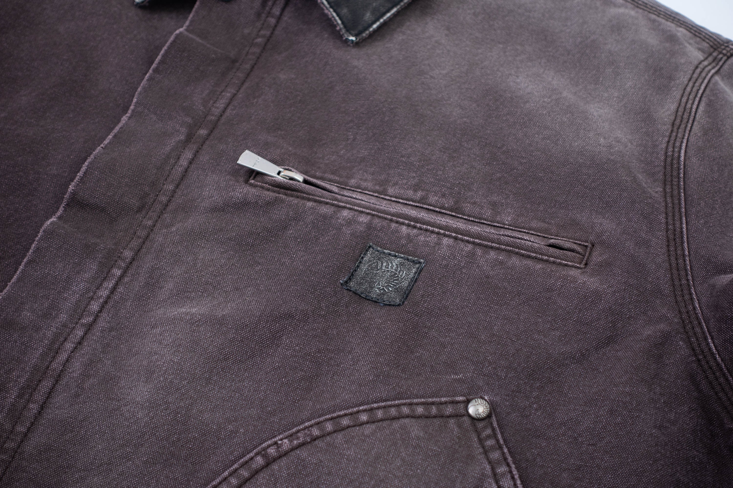 IN EXISTENCE Dirty-Washed Contrast Collar Detroit Jacket