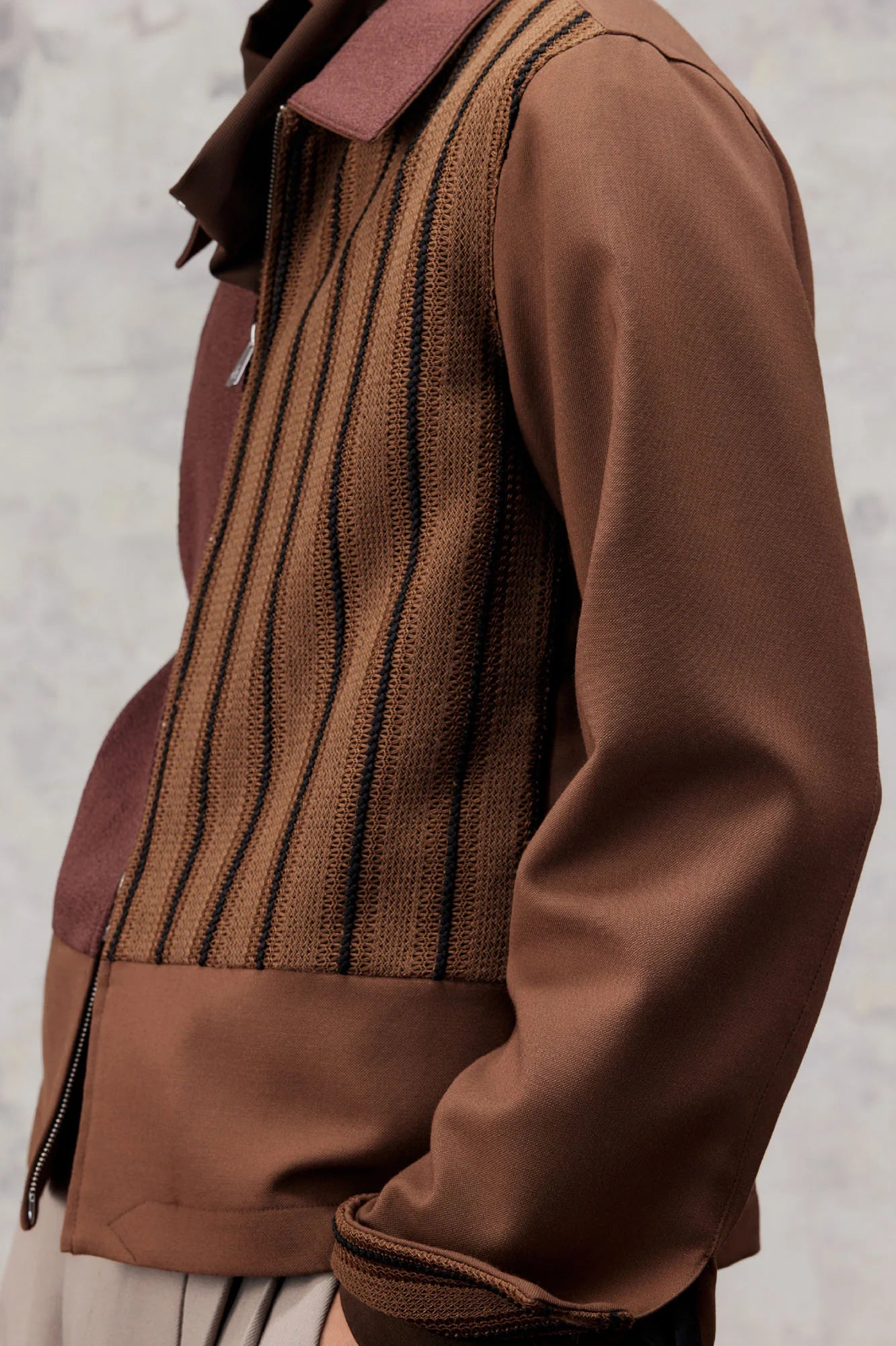 ALVNG AR ANTS Contrast Paneled Knit Jacket