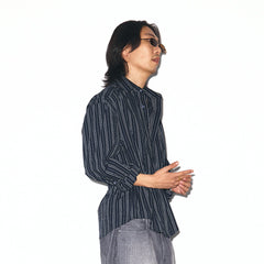 TRECLUB Striped Embroidered Drawstring-Waist Shirt