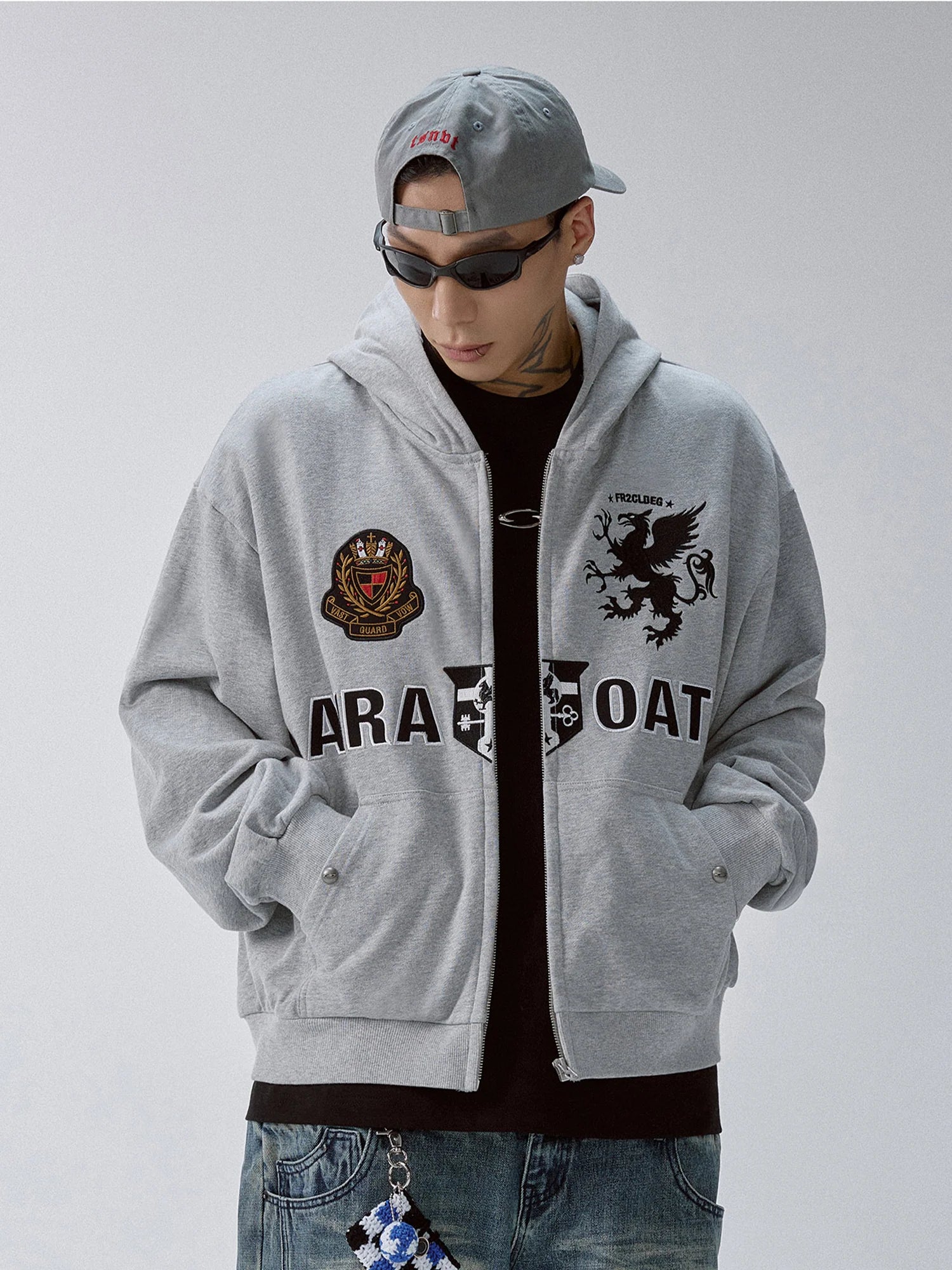 F2CE Crest Emblem Patch Zip-Up Hoodie