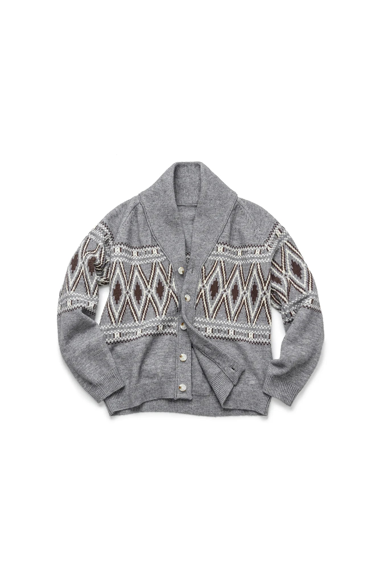 OKAYTHXBYE Fair Isle Shawl Collar Cardigan