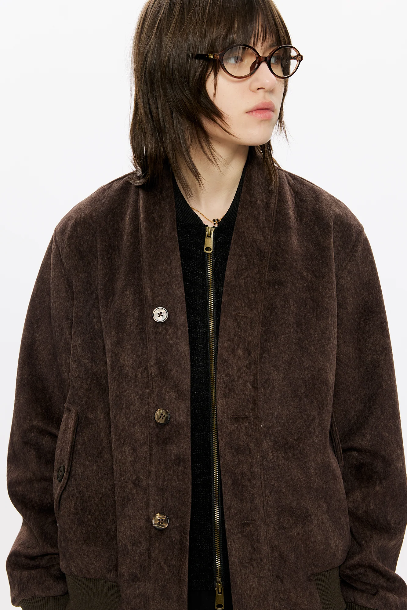 KREATE Faux Layered-Look V-Neck Jacket