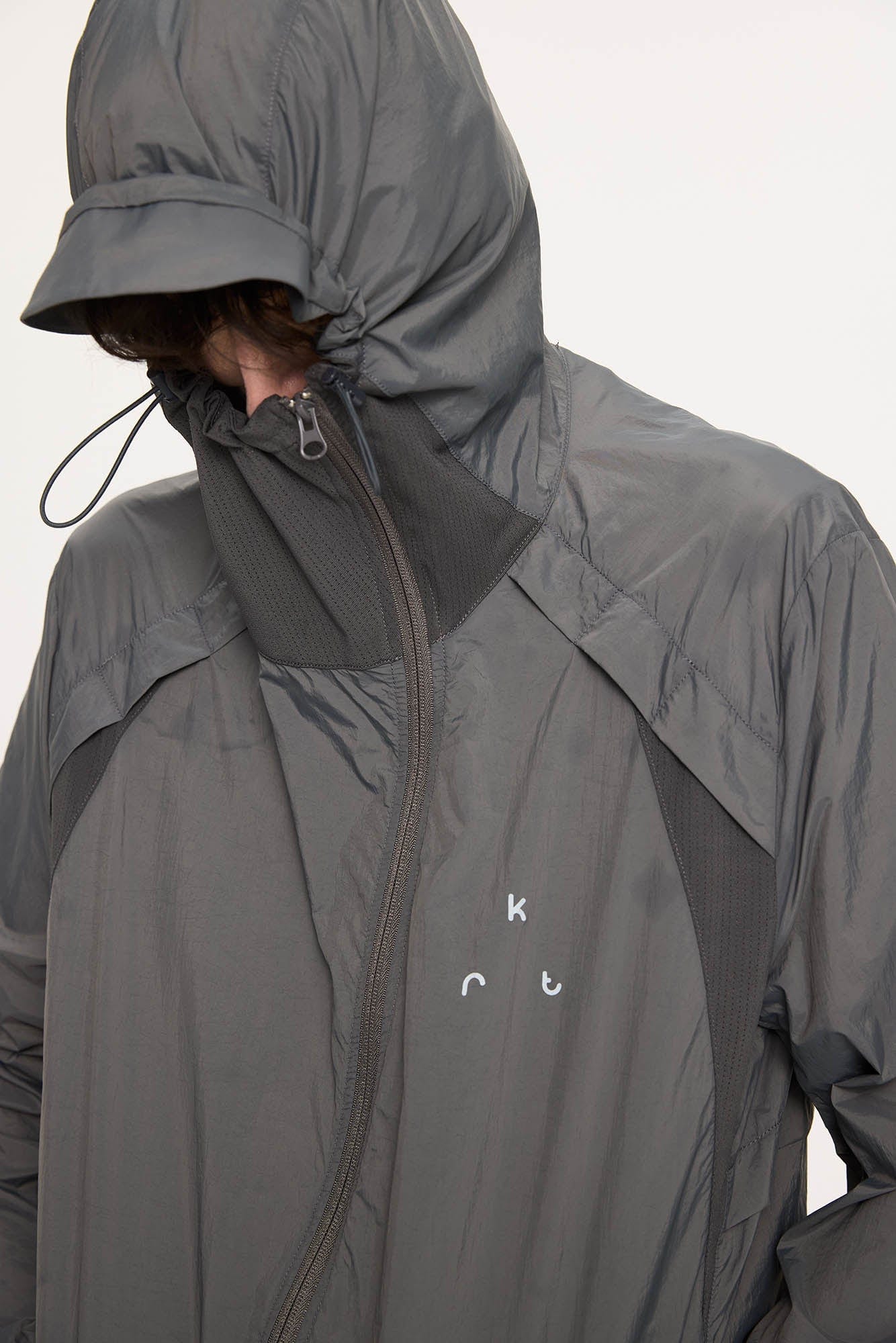 KREATE Asymmetrical Zip Mesh-Paneled UV Protection Hooded Jacket