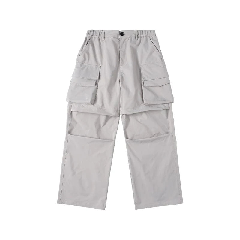 ENSHADOWER Big Pockets Crinkled Straight Pants