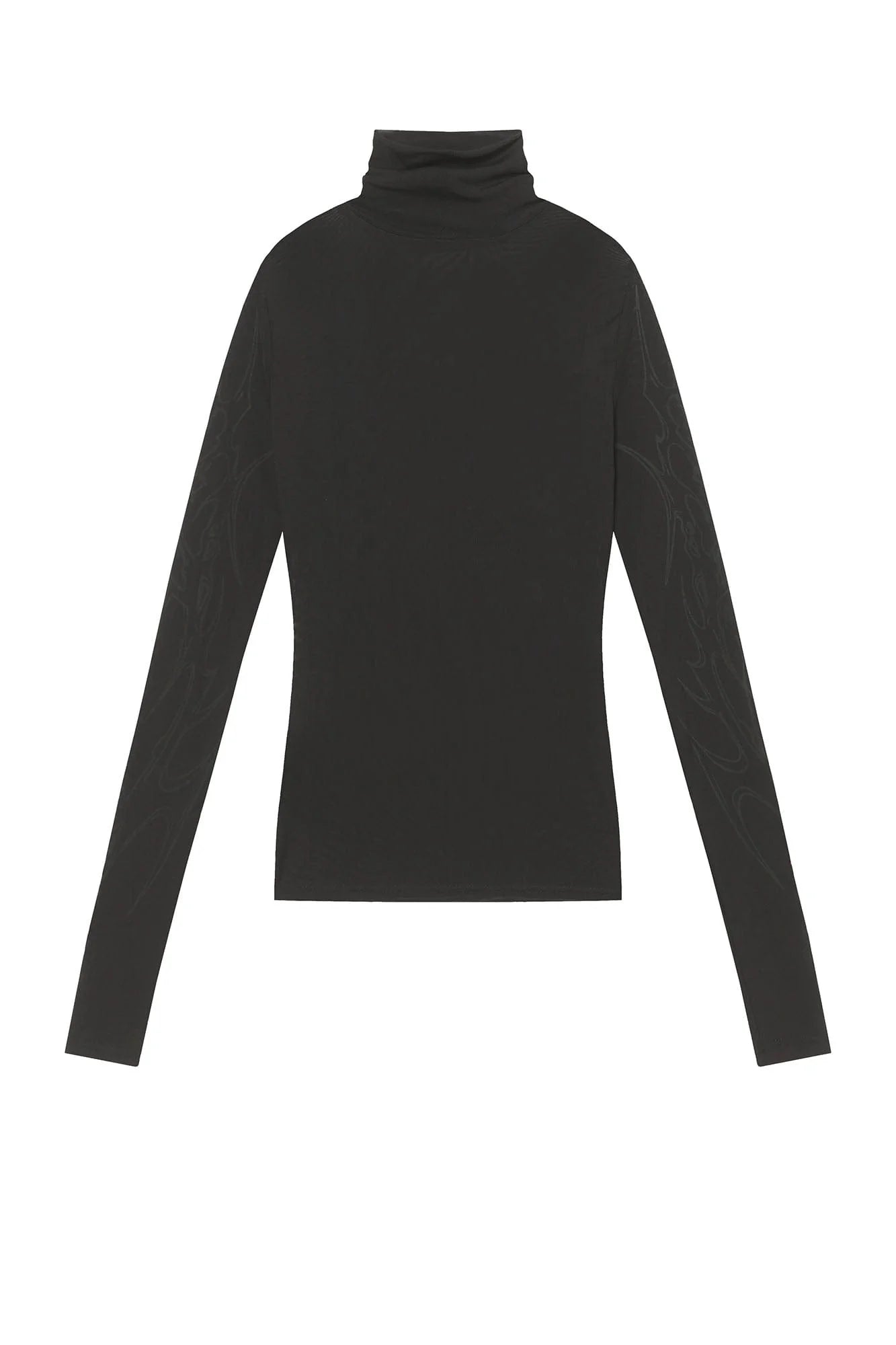 CLP Abstract Graphic Mesh Sheer Slim Turtleneck