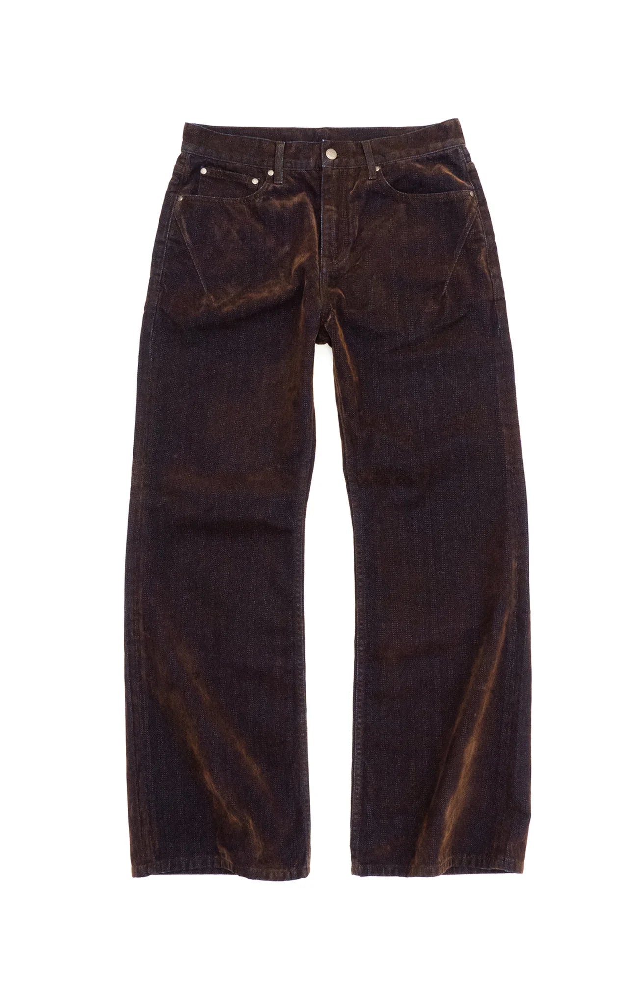 IN EXISTENCE Star Embroidered Herringbone Flocked Flare Jeans