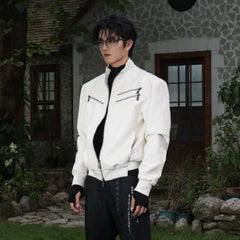 FLYERRER Thorned Eye Graphic Faux Leather Jacket