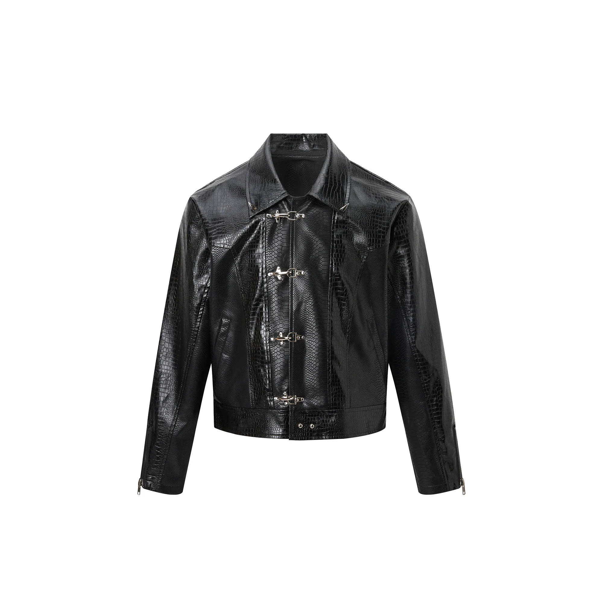 RECOVER ZONE Faux Croc Embossed Hoop-Buckles Jacket