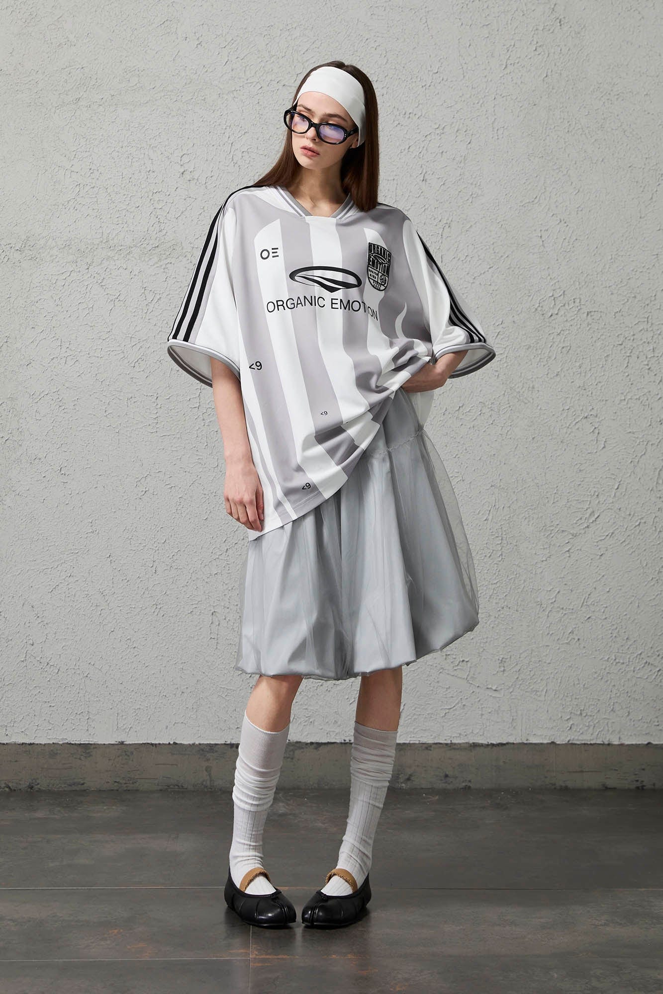 ORGANIC EMOTION Striped Badge Graphics Soccer Jersey