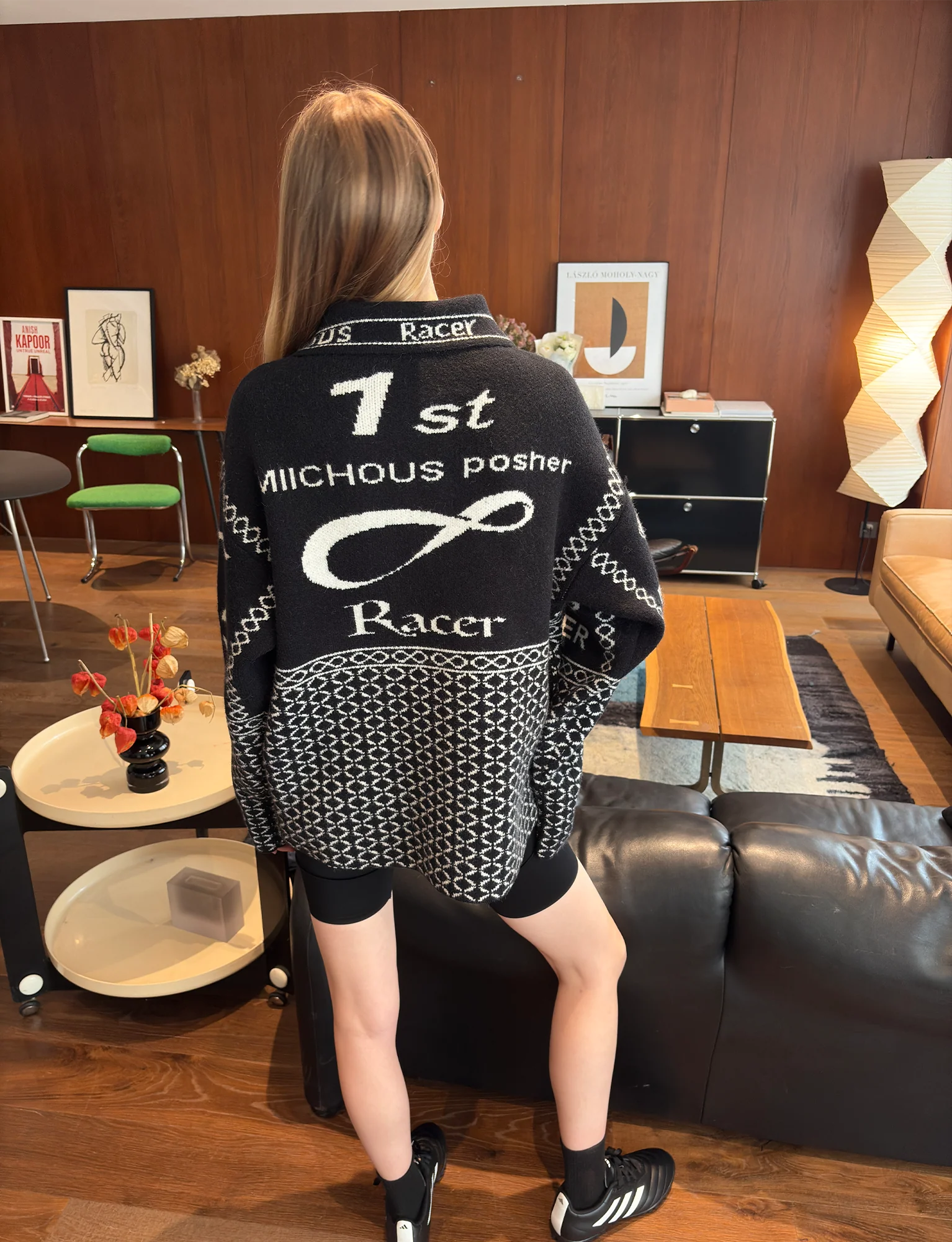 MIICHOUS Racer Geometric Jacquard Zip-Up Cardigan
