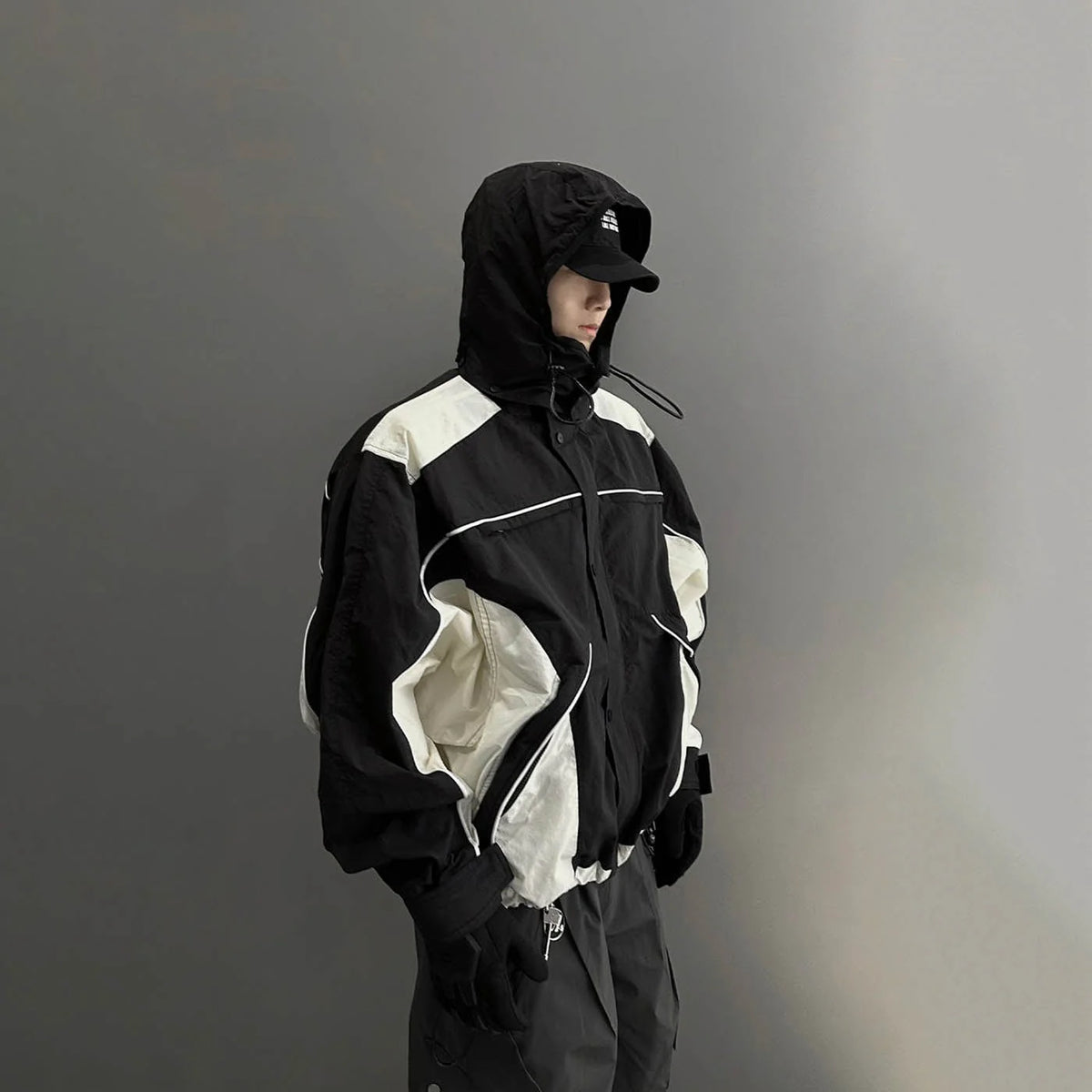 F2CE Deconstructed Detachable-Hood Color-Block Windbreaker