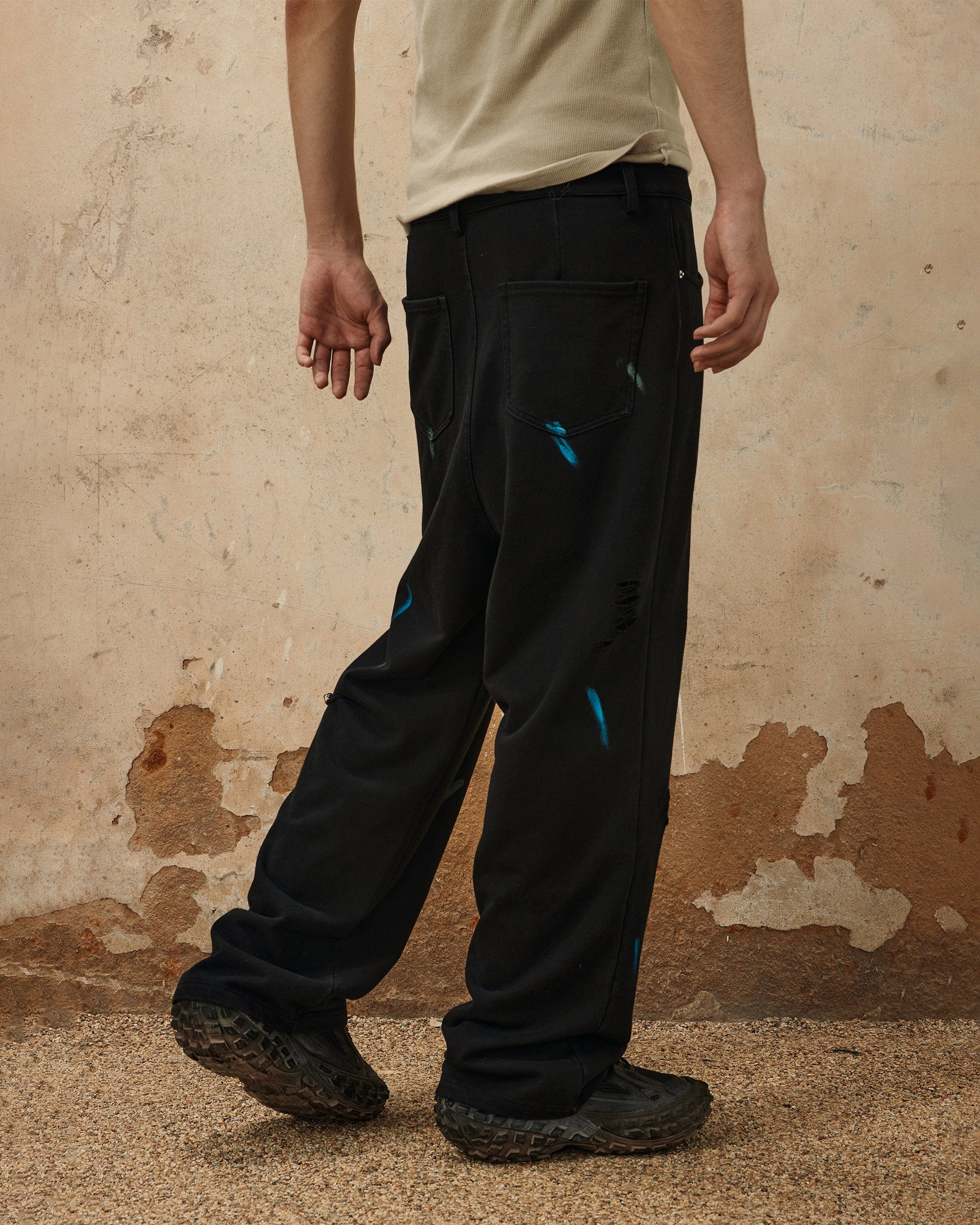 OVDY Classic Paint-Splattered Ripped Pants