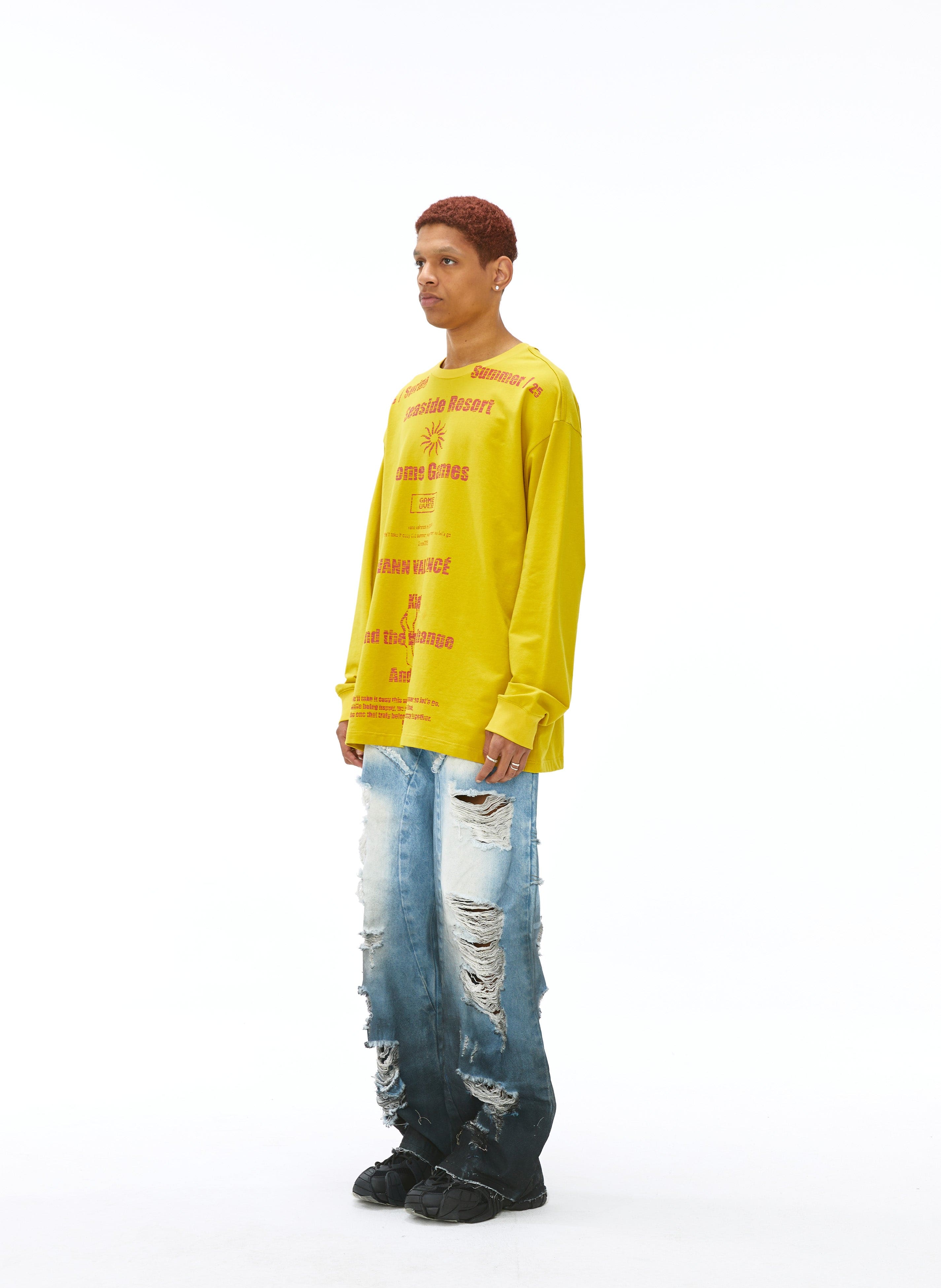 VANN VALRENCE Distressed Gradient Wash Structural Ripped Jeans