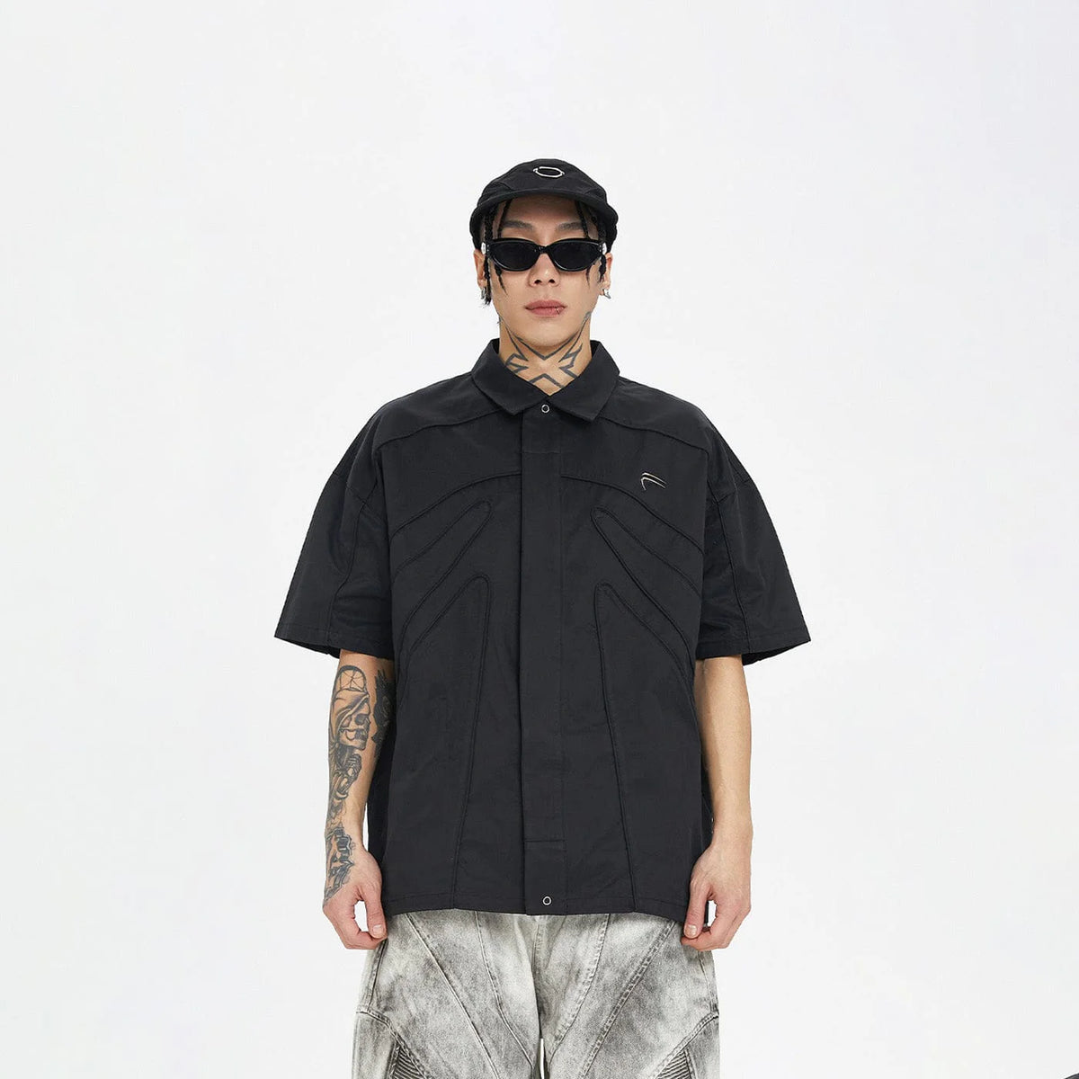 F2CE Spliced Metal Logo Half Shirt