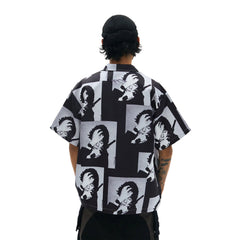TECNINEGROUP Pop Art Portrait Graphic Cuban Half Shirt