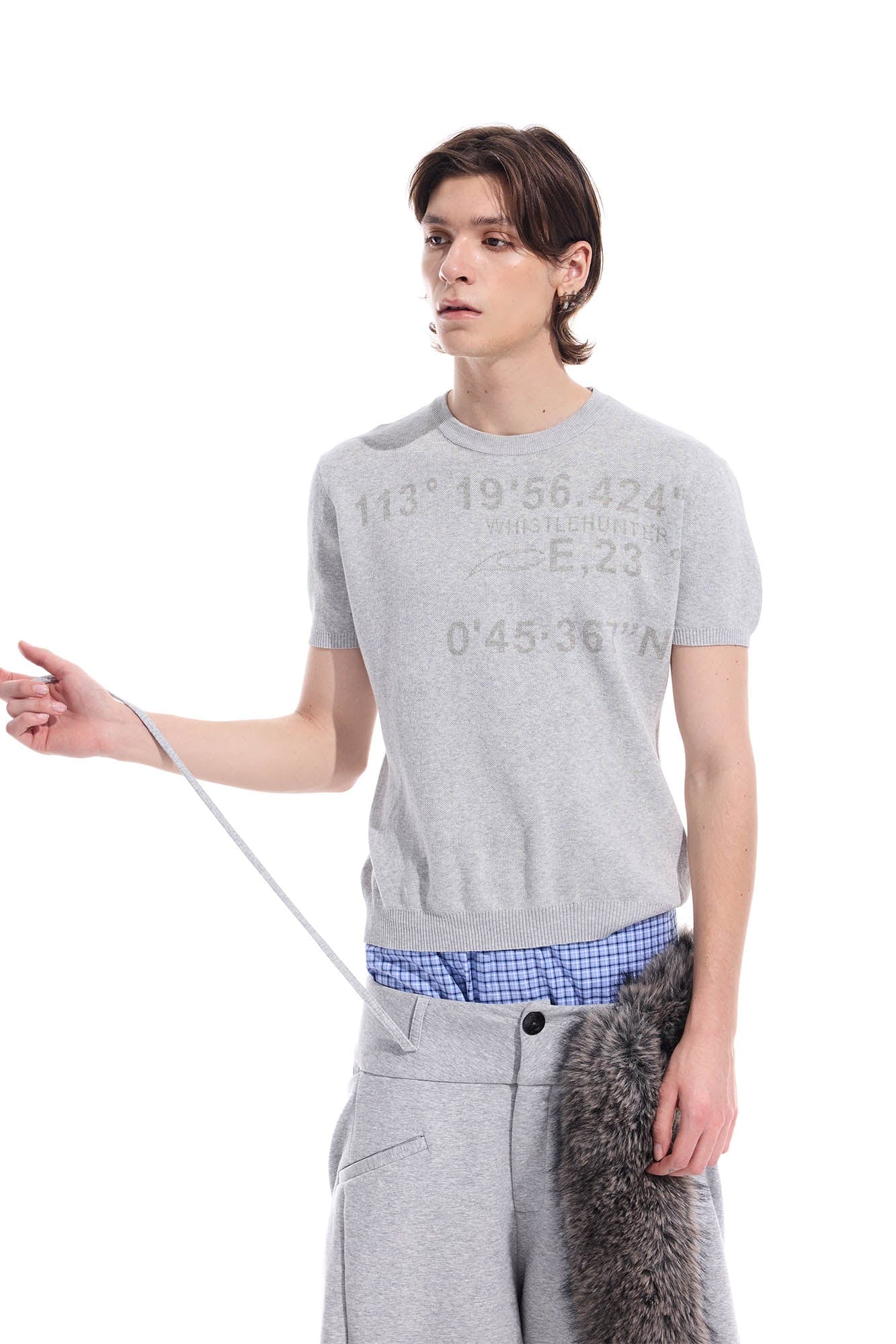 WHISTLEHUNTER Distressed Coordinates Knit T-Shirt