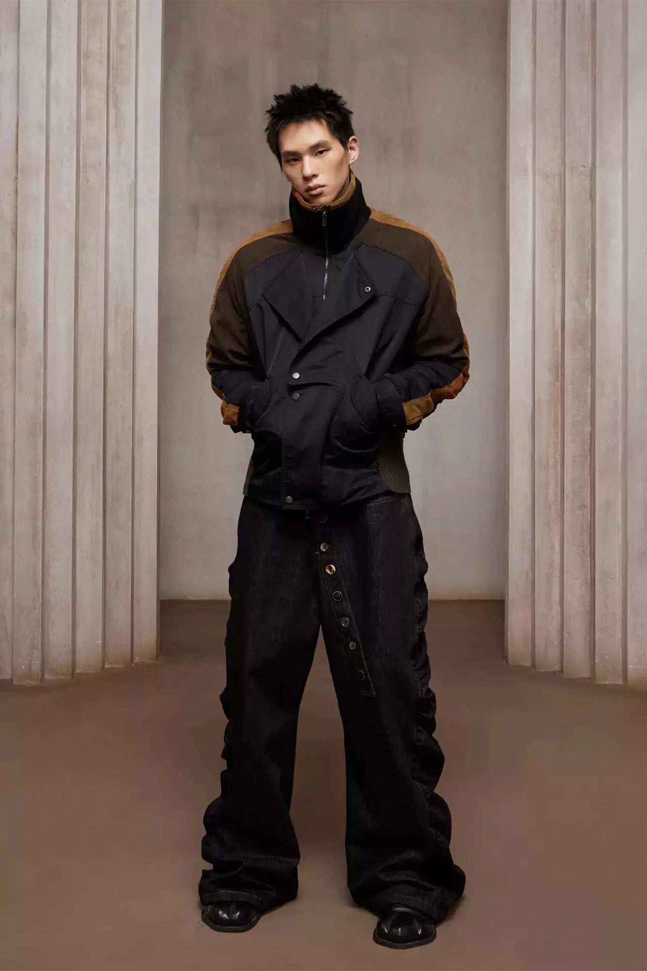 DND4DES Contrast Suede Corduroy Panel Jacket