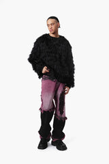 VANN VALRENCE Double-Layer Feathered Crewneck Sweatshirt