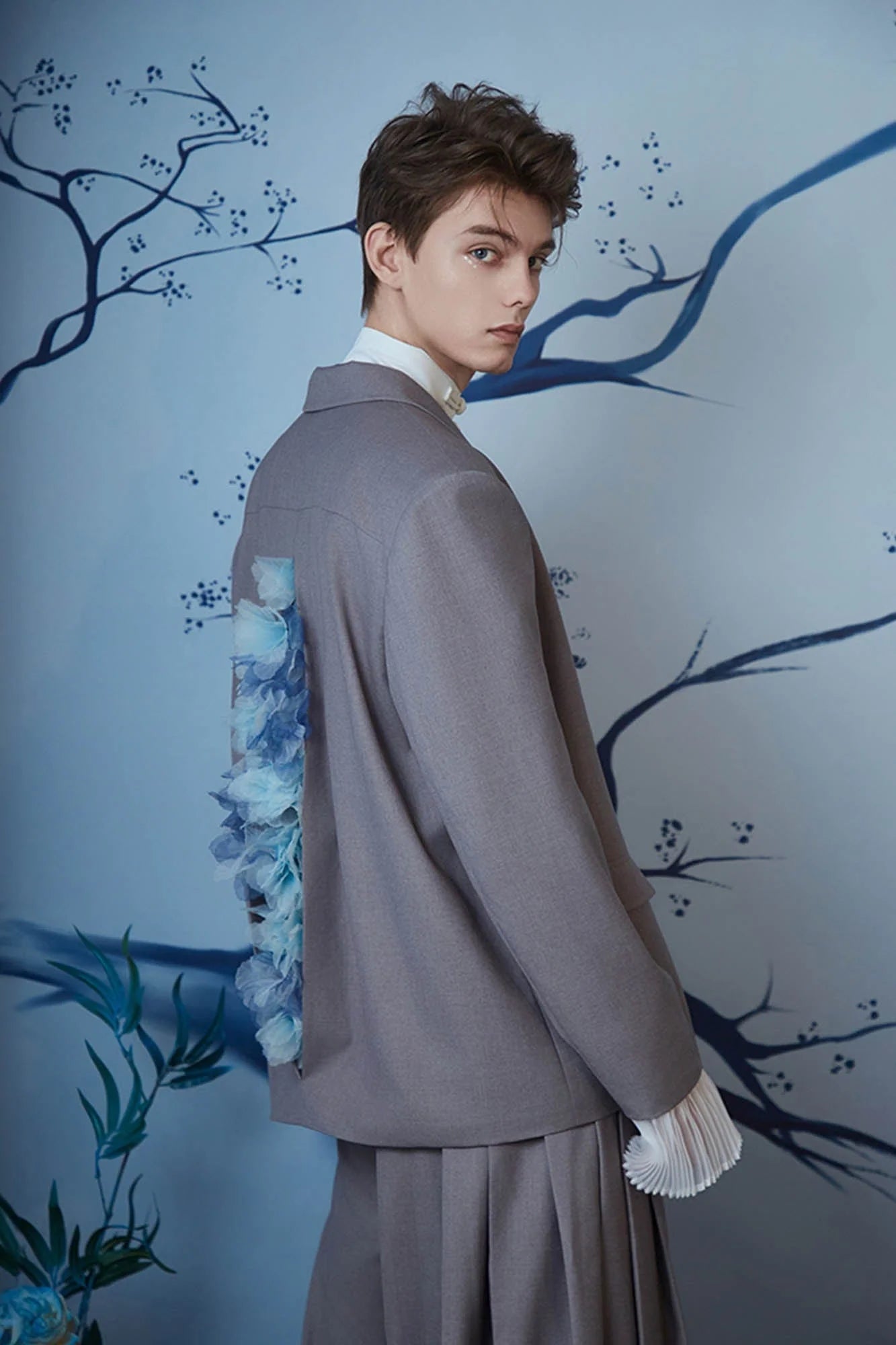 JIECHI Wild Flower Rope-Tie Oversized Blazer