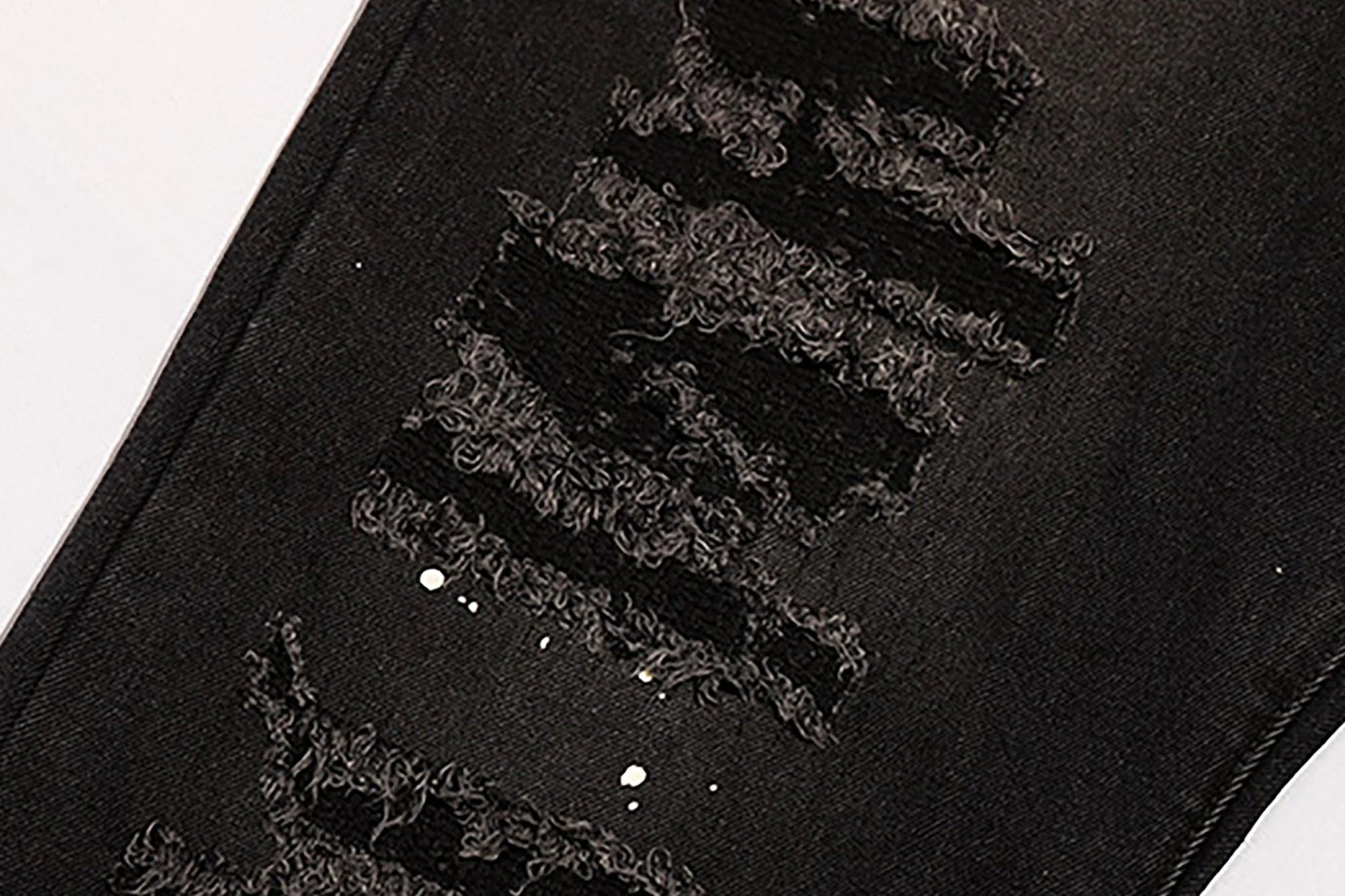 BLACK8MOB Ripped Splatter Straight-Leg Jeans