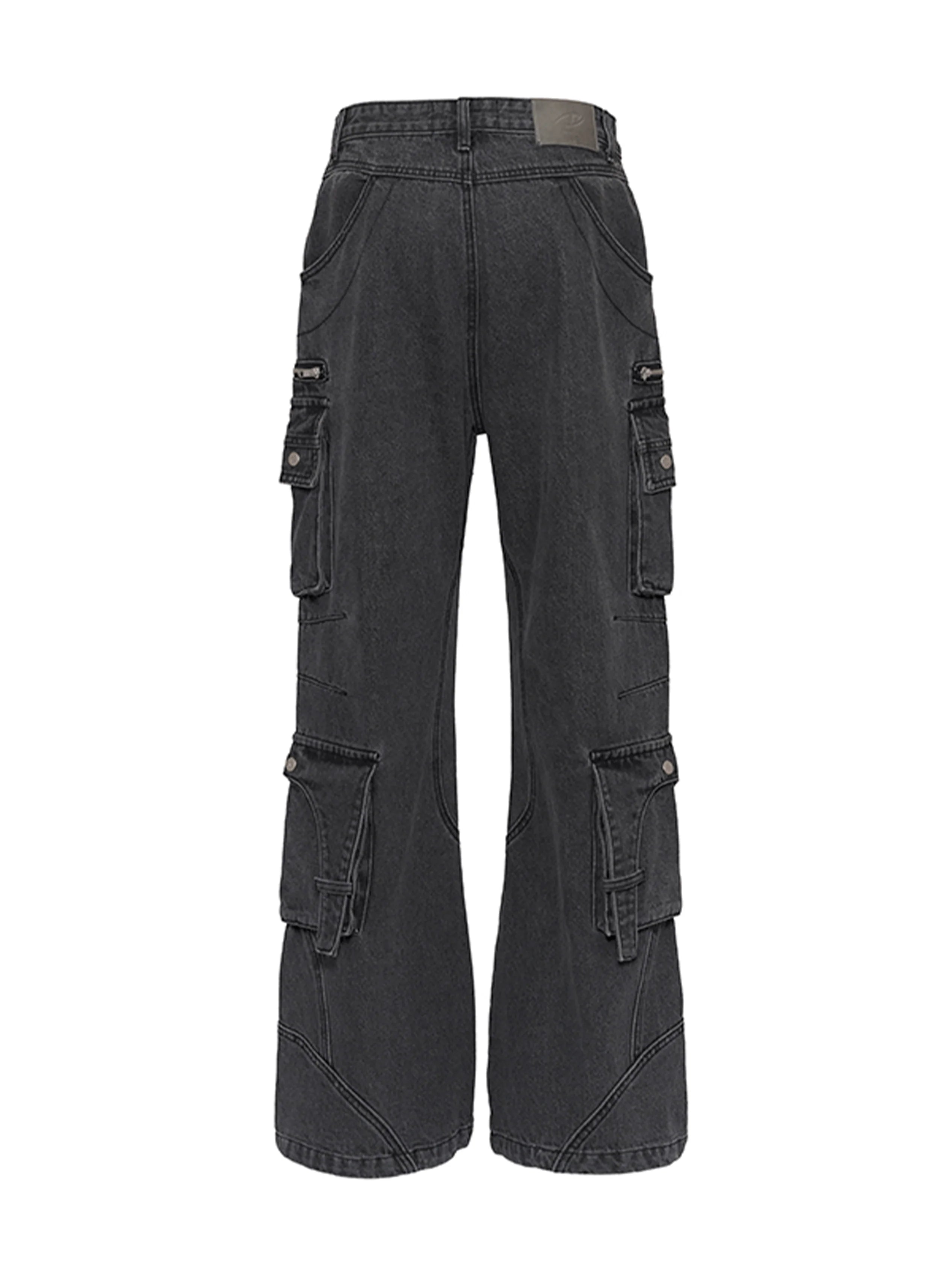 CATSSTAC Washed Multi-Pocket Utility Straight-Leg Jeans